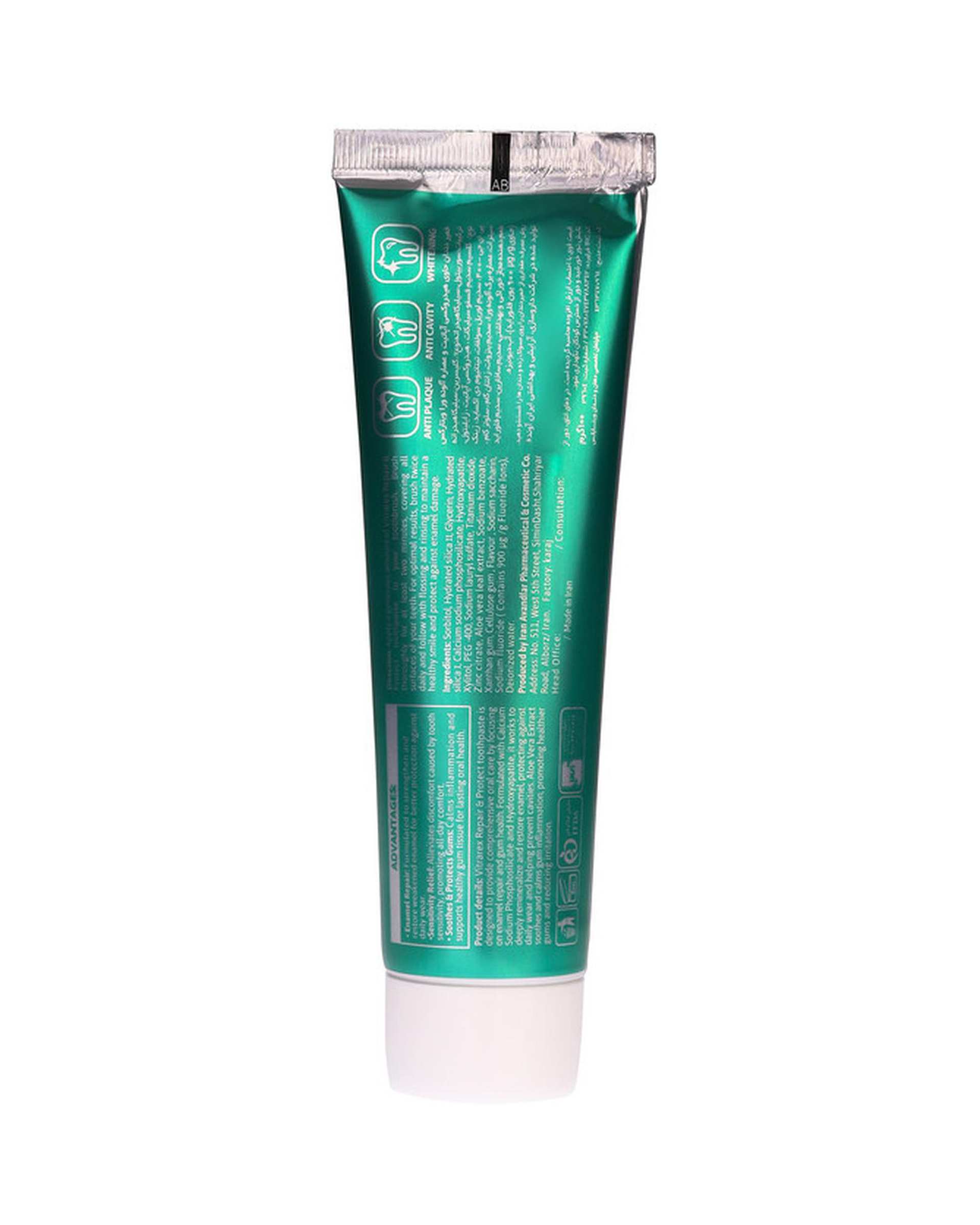 خمیر دندان ویتارکس Vitarex مدل Repair and protect حاوی هیدروکسی آپاتیت و عصاره آلوئه ورا وزن 100 گرم