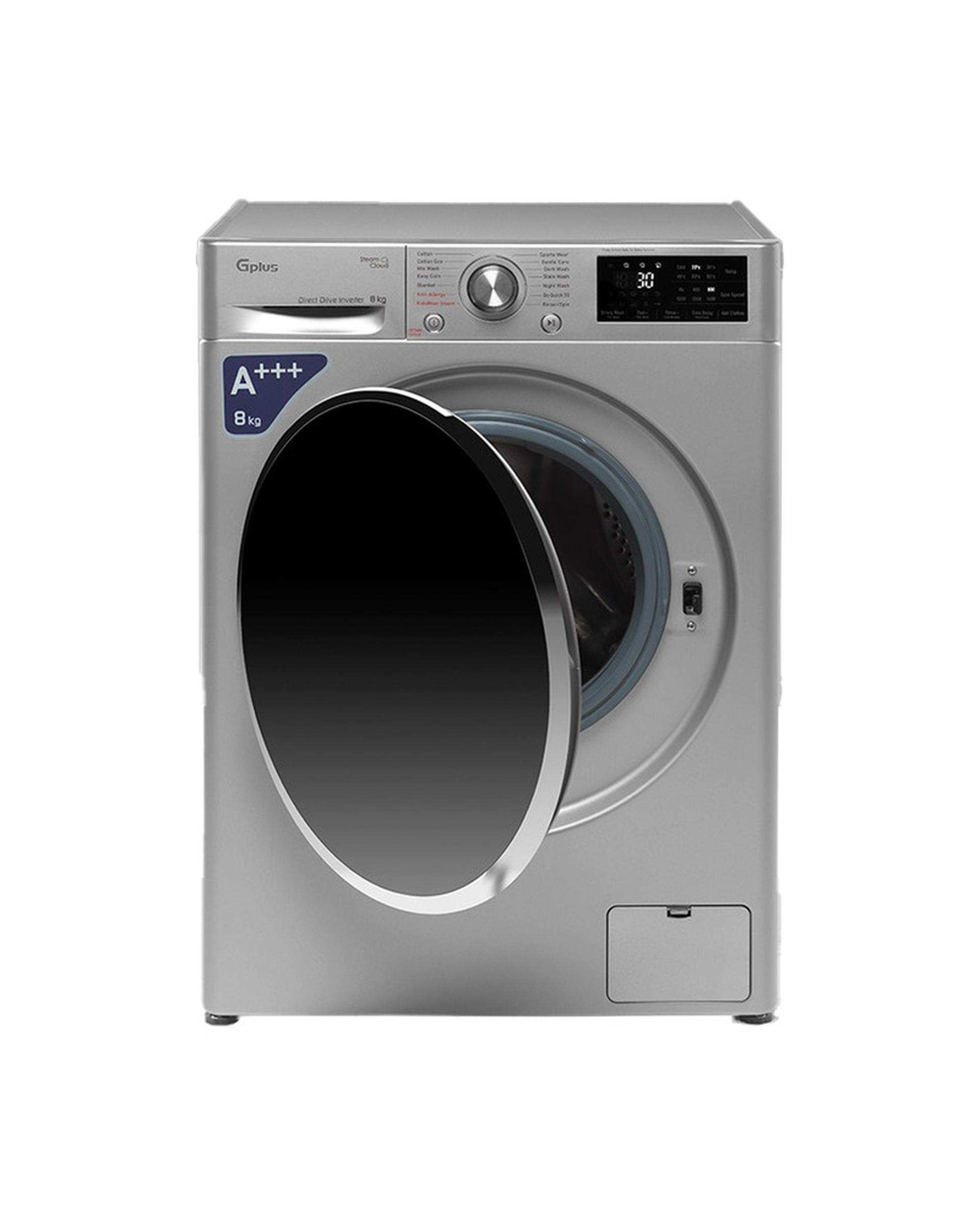 ماشین لباسشویی نقره ای جی پلاس Gplus مدل GWM-R88S ظرفیت 8 کیلوگرم