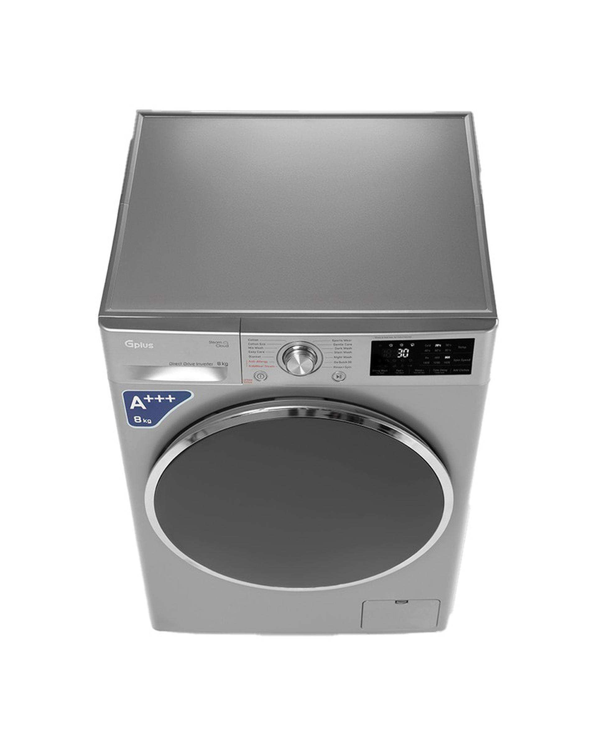 ماشین لباسشویی نقره ای جی پلاس Gplus مدل GWM-R88S ظرفیت 8 کیلوگرم