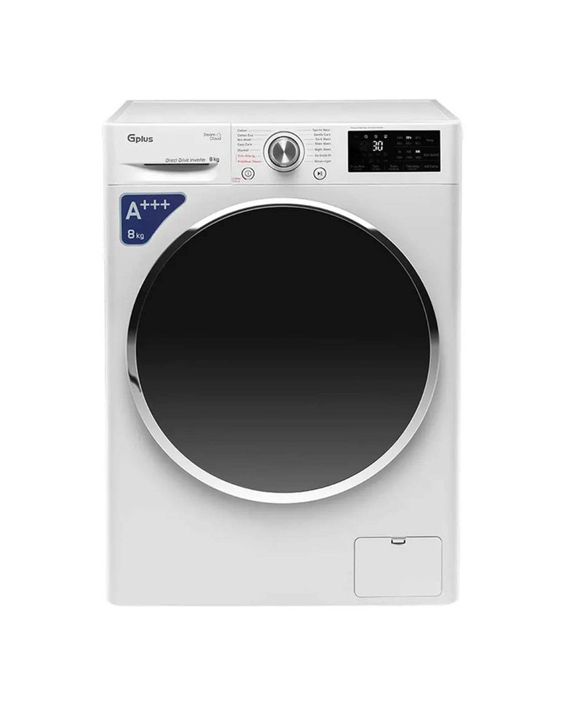ماشین لباسشویی سفید جی پلاس Gplus مدل GWM-R88W ظرفیت 8 کیلوگرم