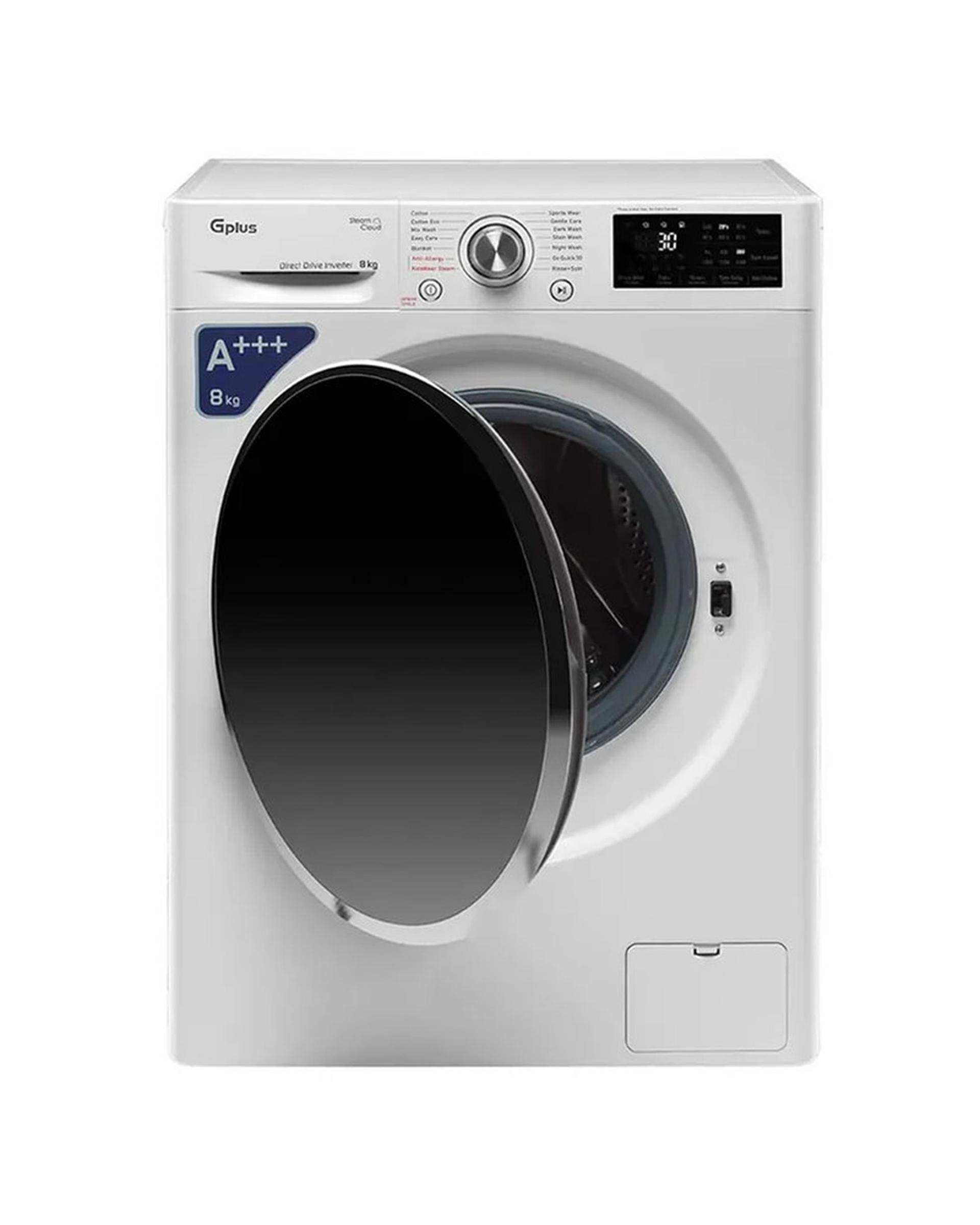 ماشین لباسشویی سفید جی پلاس Gplus مدل GWM-R88W ظرفیت 8 کیلوگرم