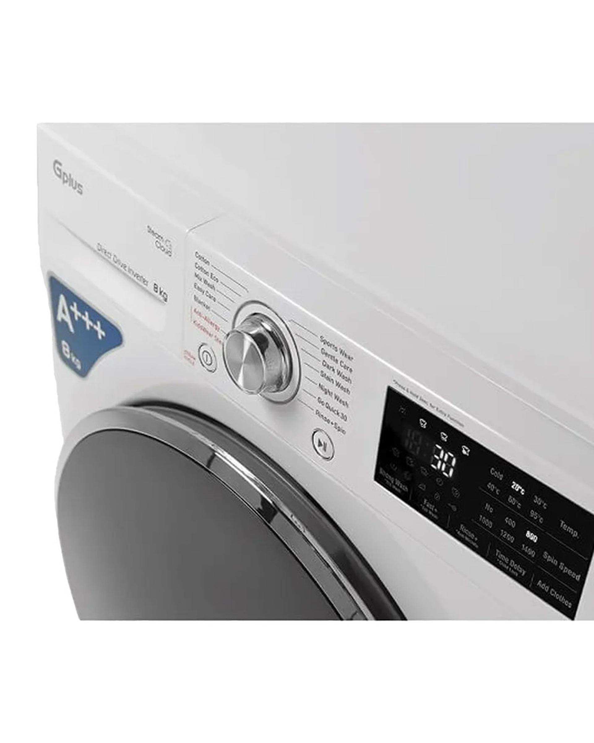 ماشین لباسشویی سفید جی پلاس Gplus مدل GWM-R88W ظرفیت 8 کیلوگرم