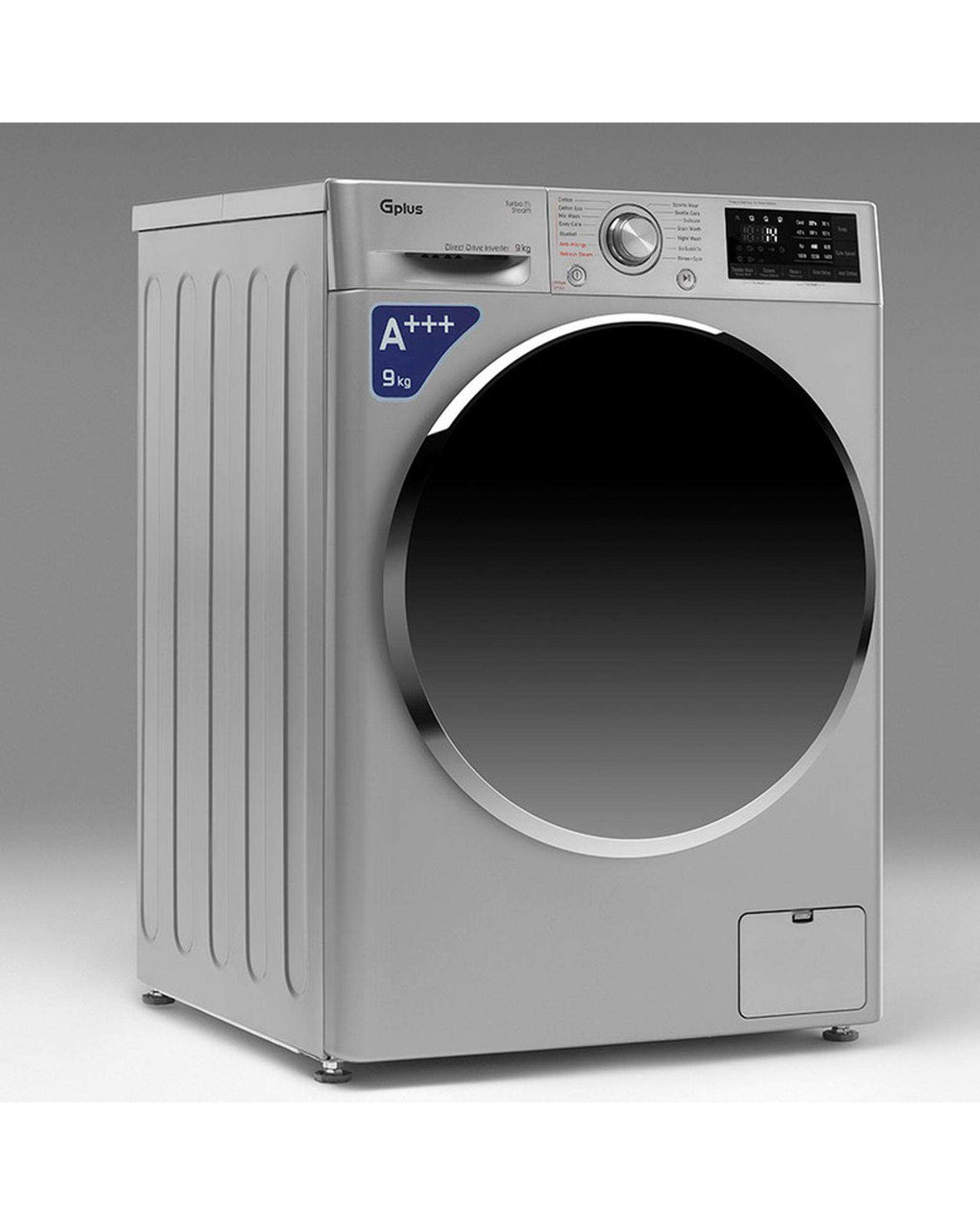 ماشین لباسشویی نقره ای جی پلاس Gplus مدل GWM-R99S ظرفیت 9 کیلوگرم