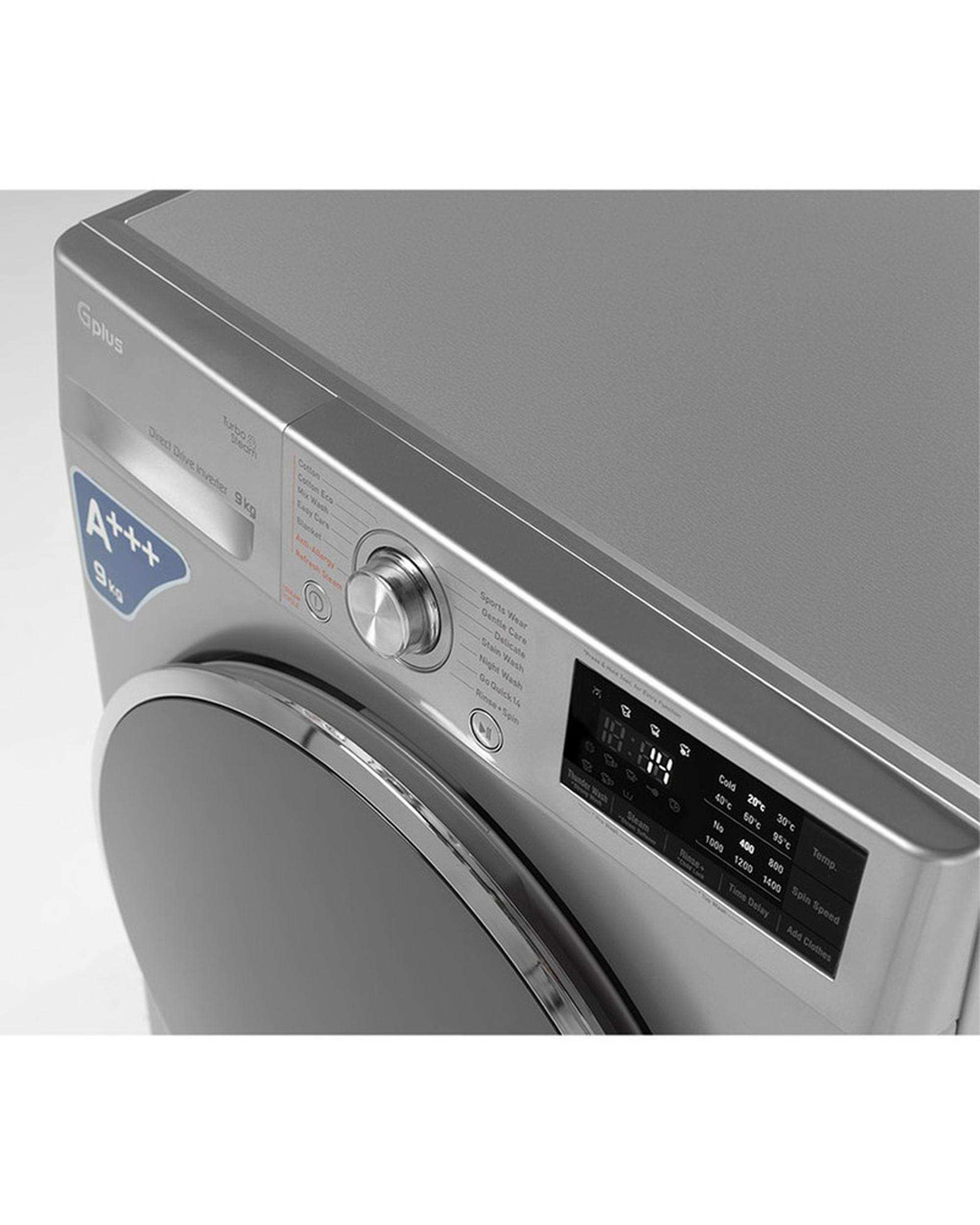 ماشین لباسشویی نقره ای جی پلاس Gplus مدل GWM-R99S ظرفیت 9 کیلوگرم