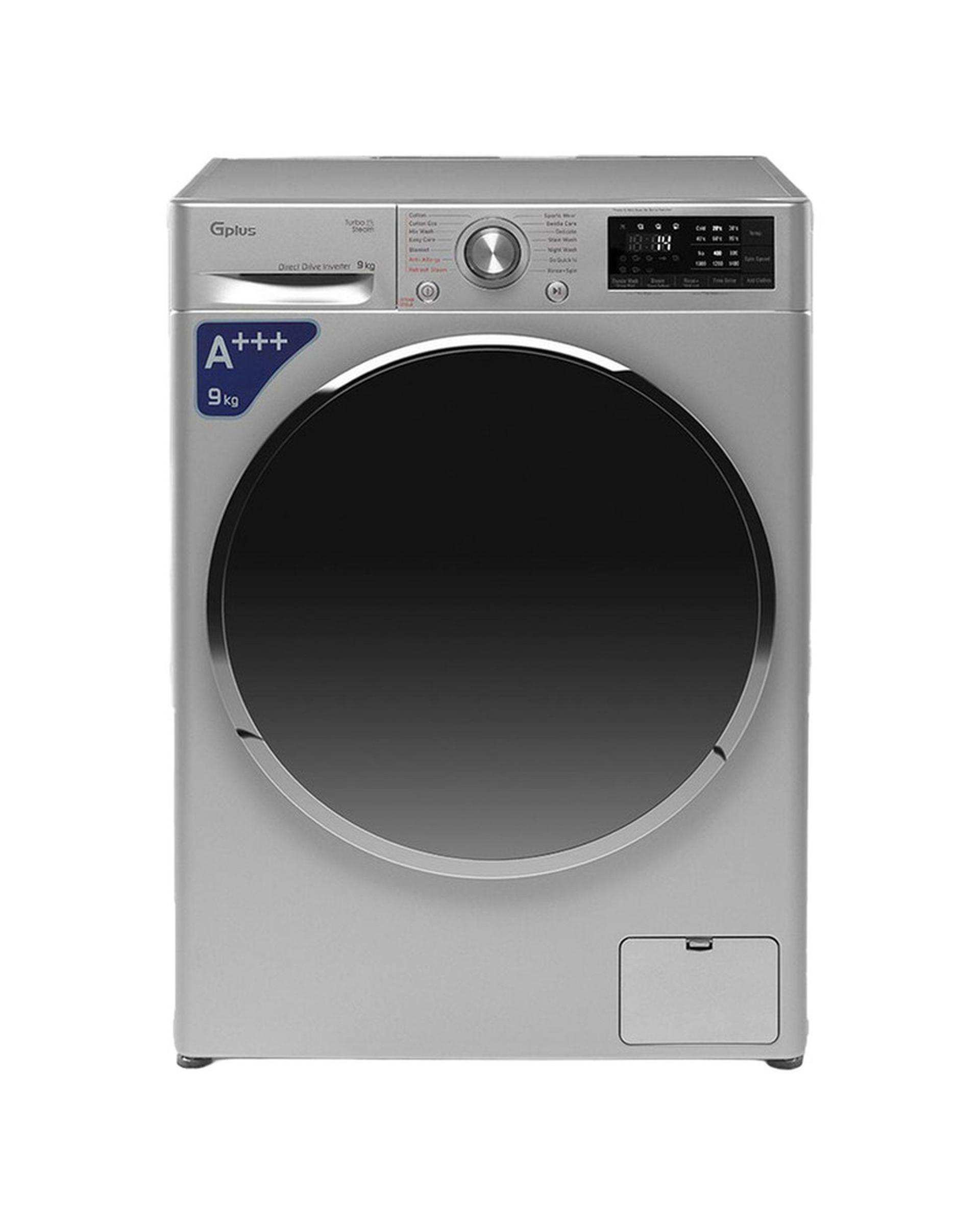 ماشین لباسشویی نقره ای جی پلاس Gplus مدل GWM-R99S ظرفیت 9 کیلوگرم