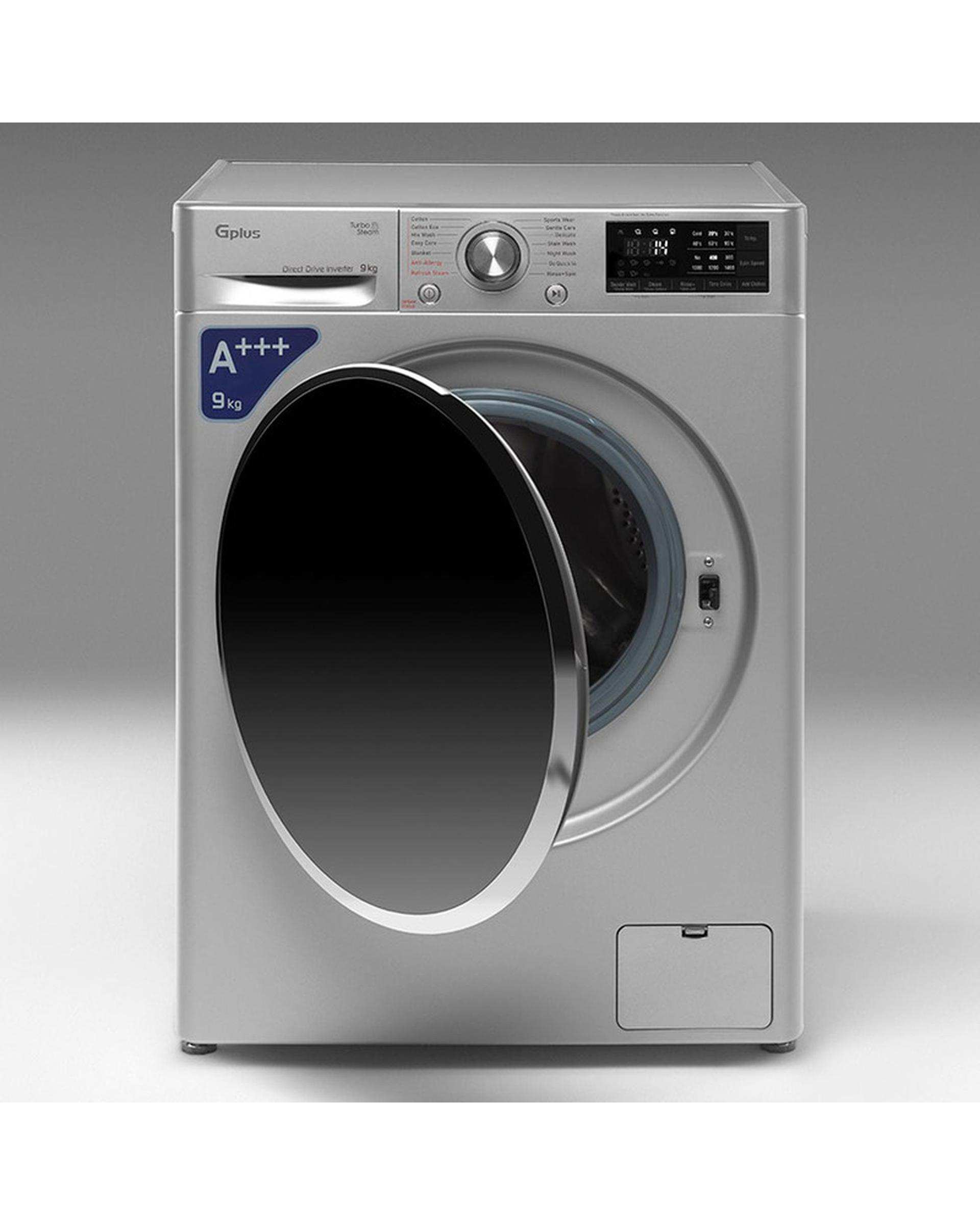 ماشین لباسشویی نقره ای جی پلاس Gplus مدل GWM-R99S ظرفیت 9 کیلوگرم