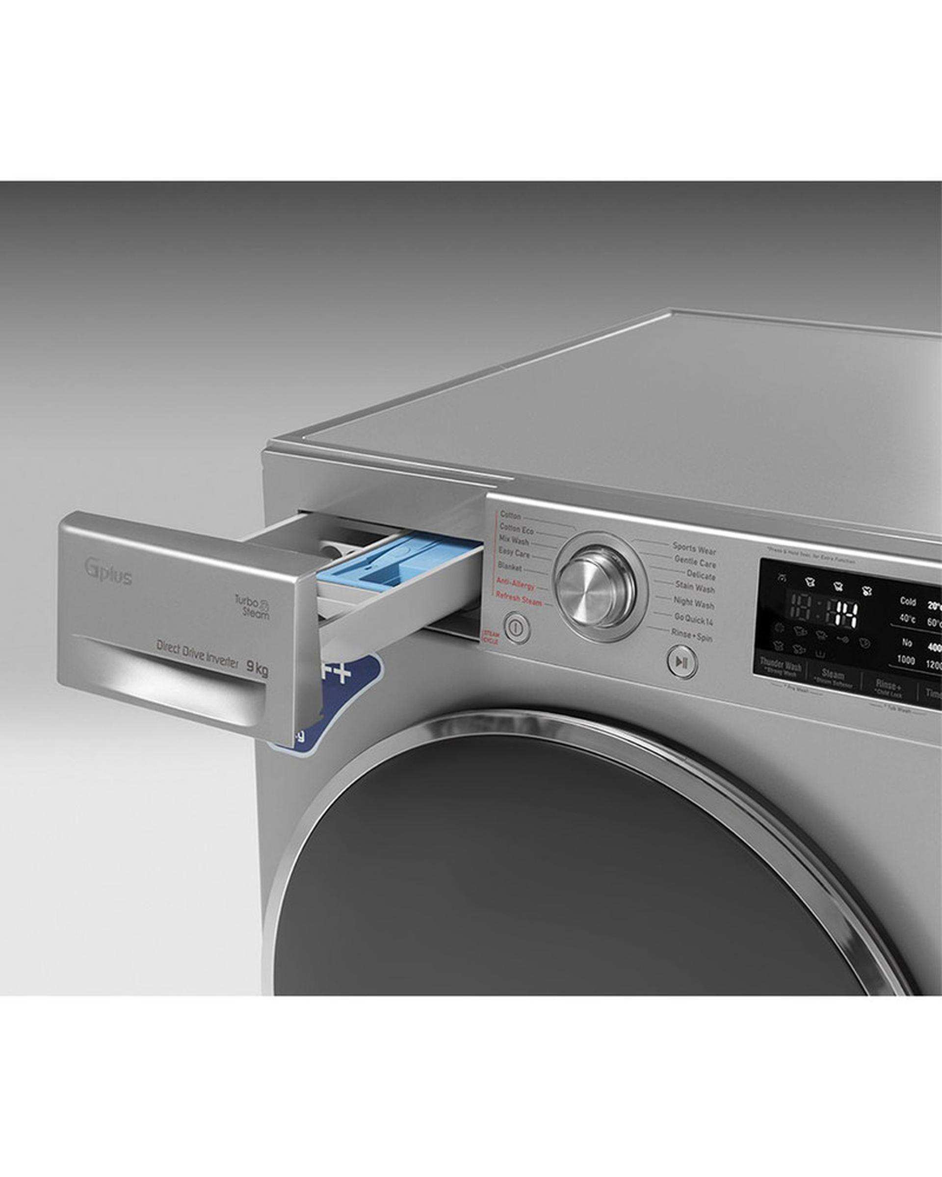 ماشین لباسشویی نقره ای جی پلاس Gplus مدل GWM-R99S ظرفیت 9 کیلوگرم