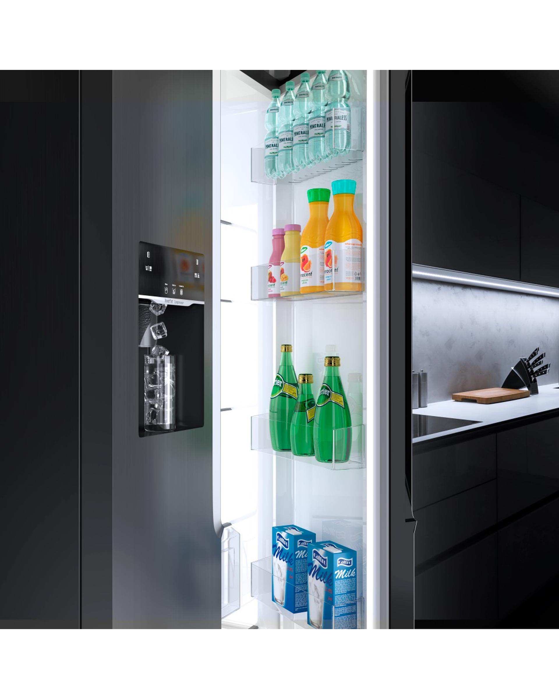 یخچال و فریزر ساید بای ساید آبریز و یخساز اتومات نقره ای جی پلاس Gplus مدل GSS-P7637S