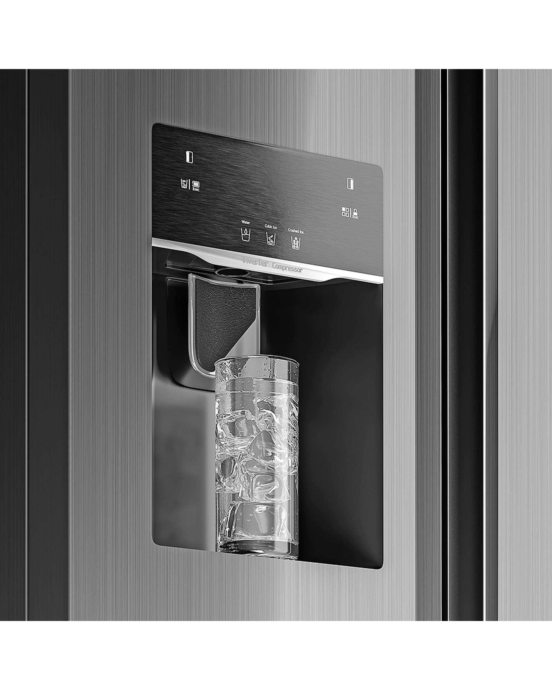 یخچال و فریزر ساید بای ساید آبریز و یخساز اتومات نقره ای جی پلاس Gplus مدل GSS-P7637S