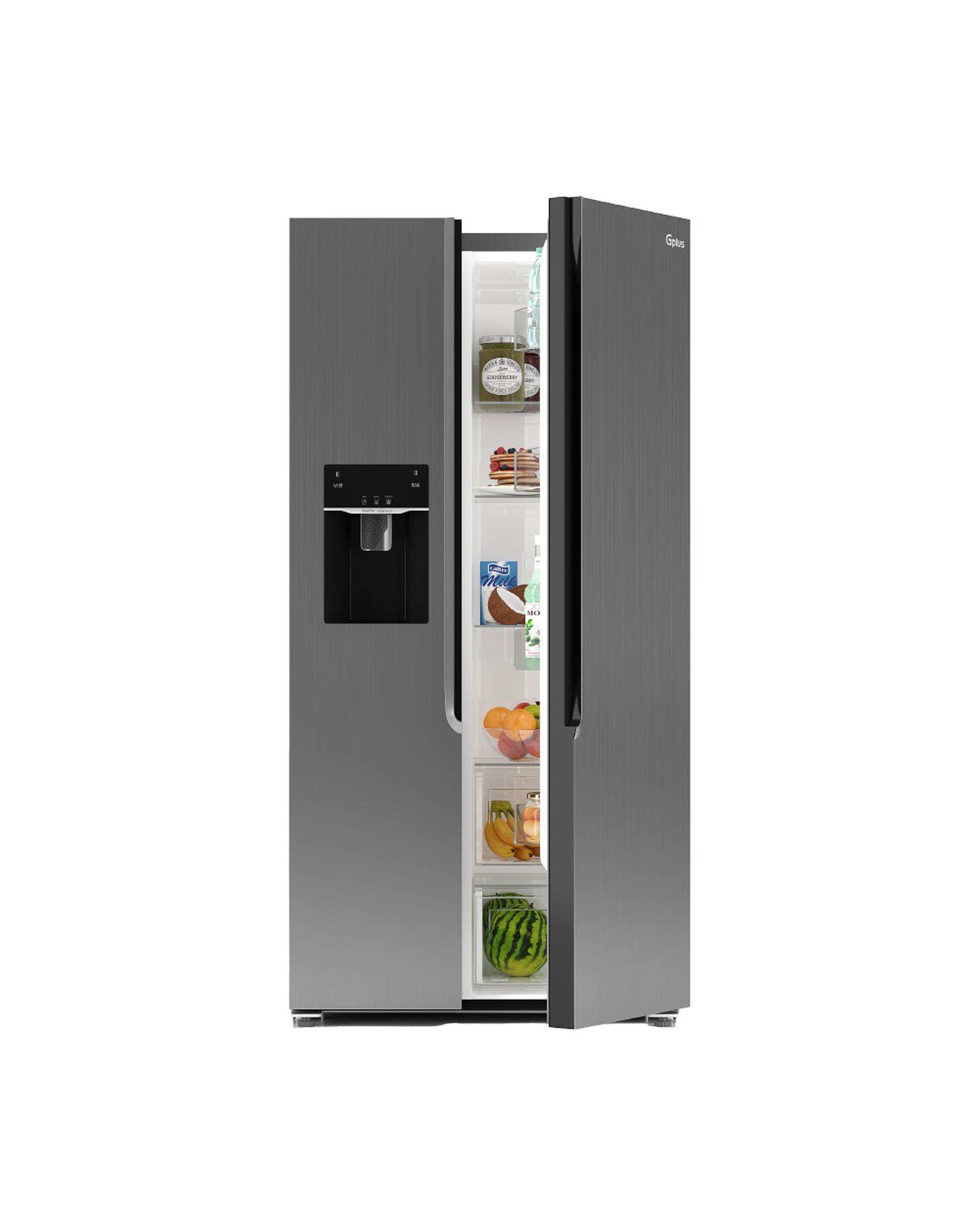 یخچال و فریزر ساید بای ساید آبریز و یخساز اتومات نقره ای جی پلاس Gplus مدل GSS-P7637S