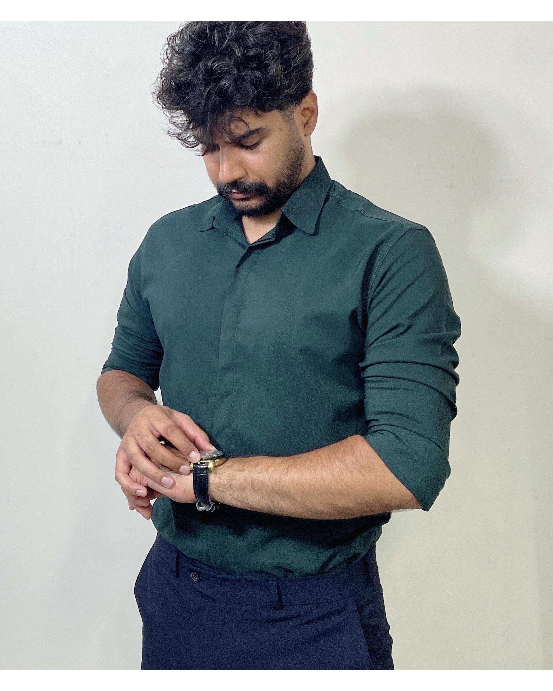 پیراهن مردانه سبز یشمی دیورسو Diverso کد 4755