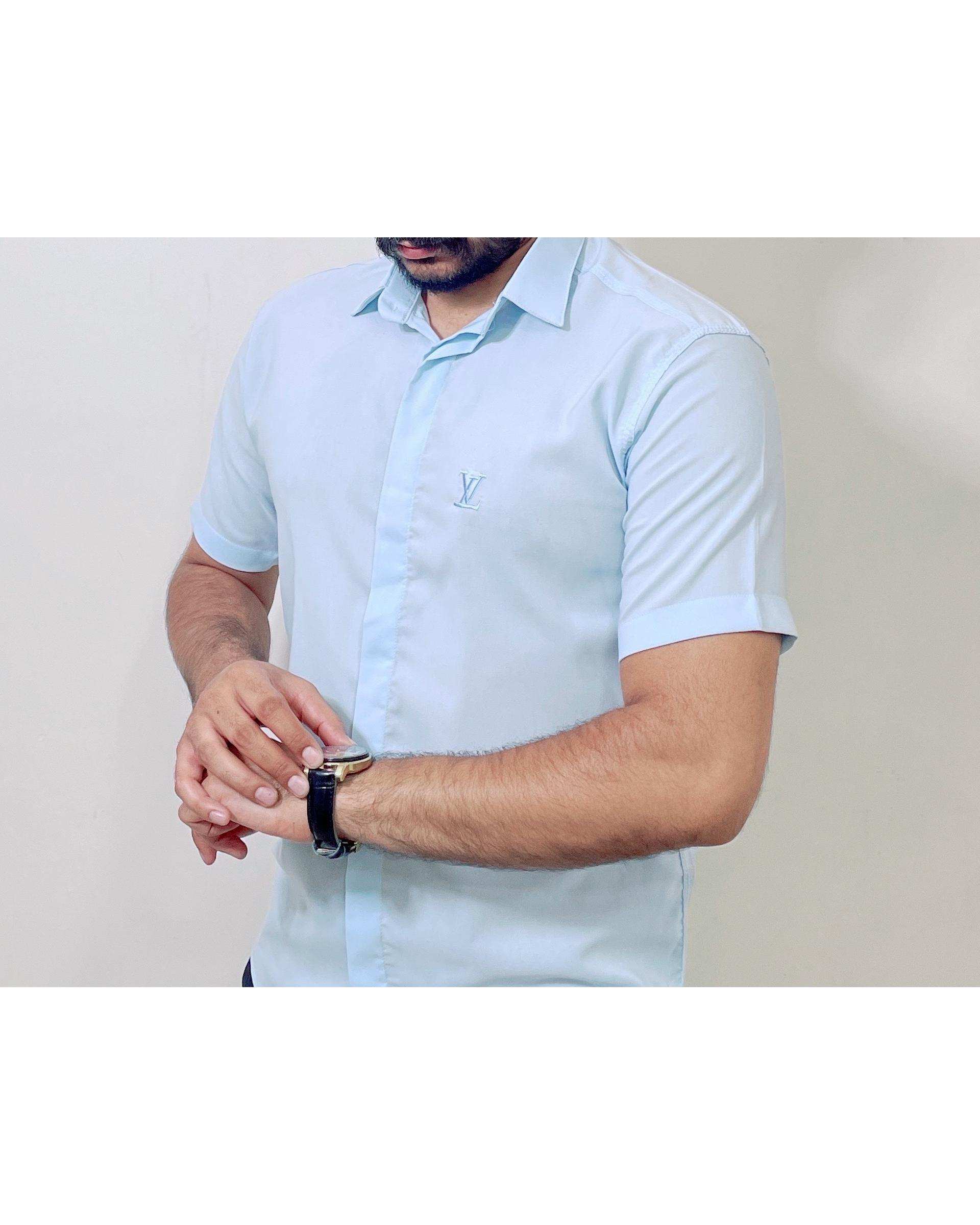 پیراهن مردانه آستین کوتاه آبی روشن دیورسو Diverso کد 4757