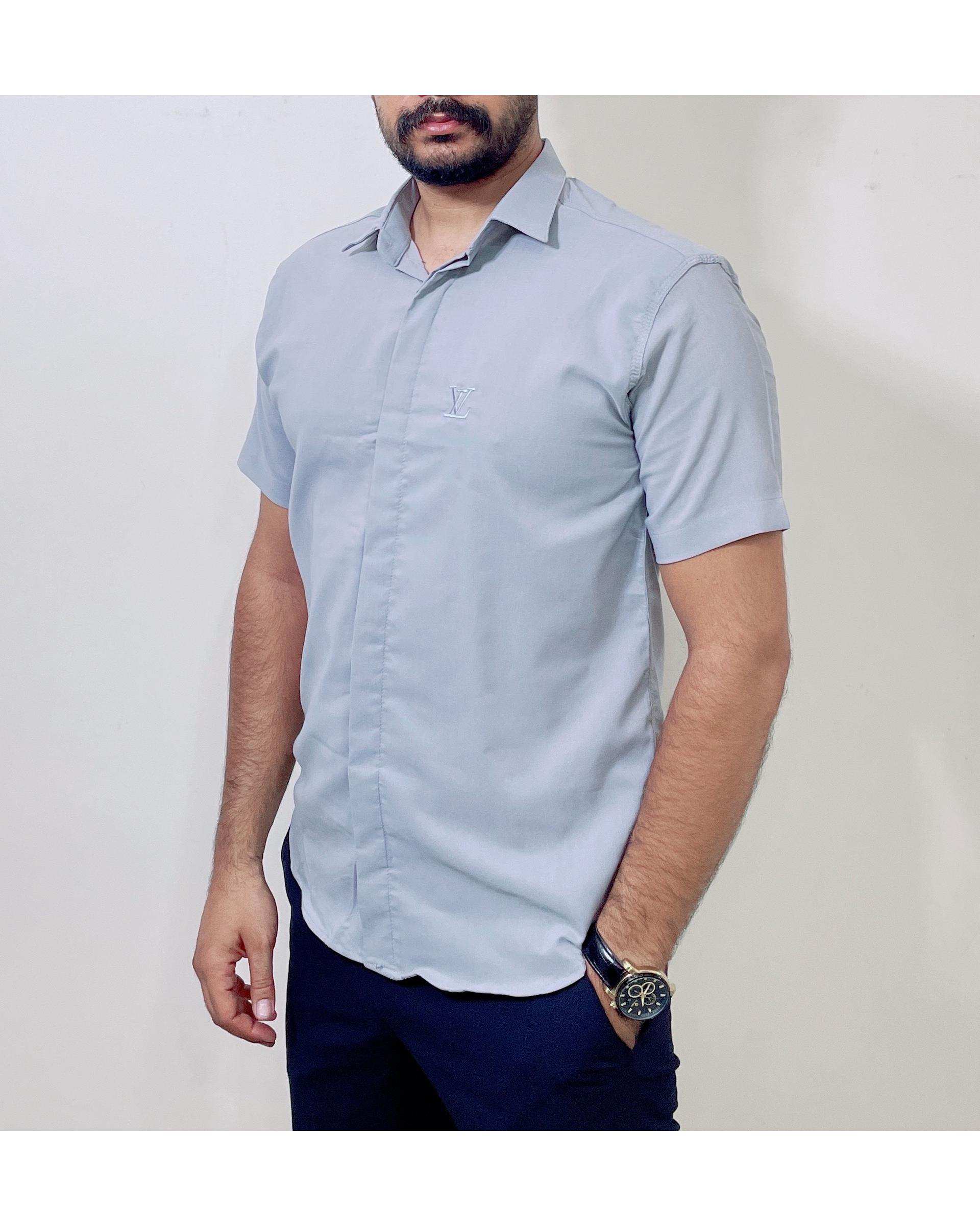 پیراهن مردانه آستین کوتاه طوسی دیورسو Diverso کد 4758