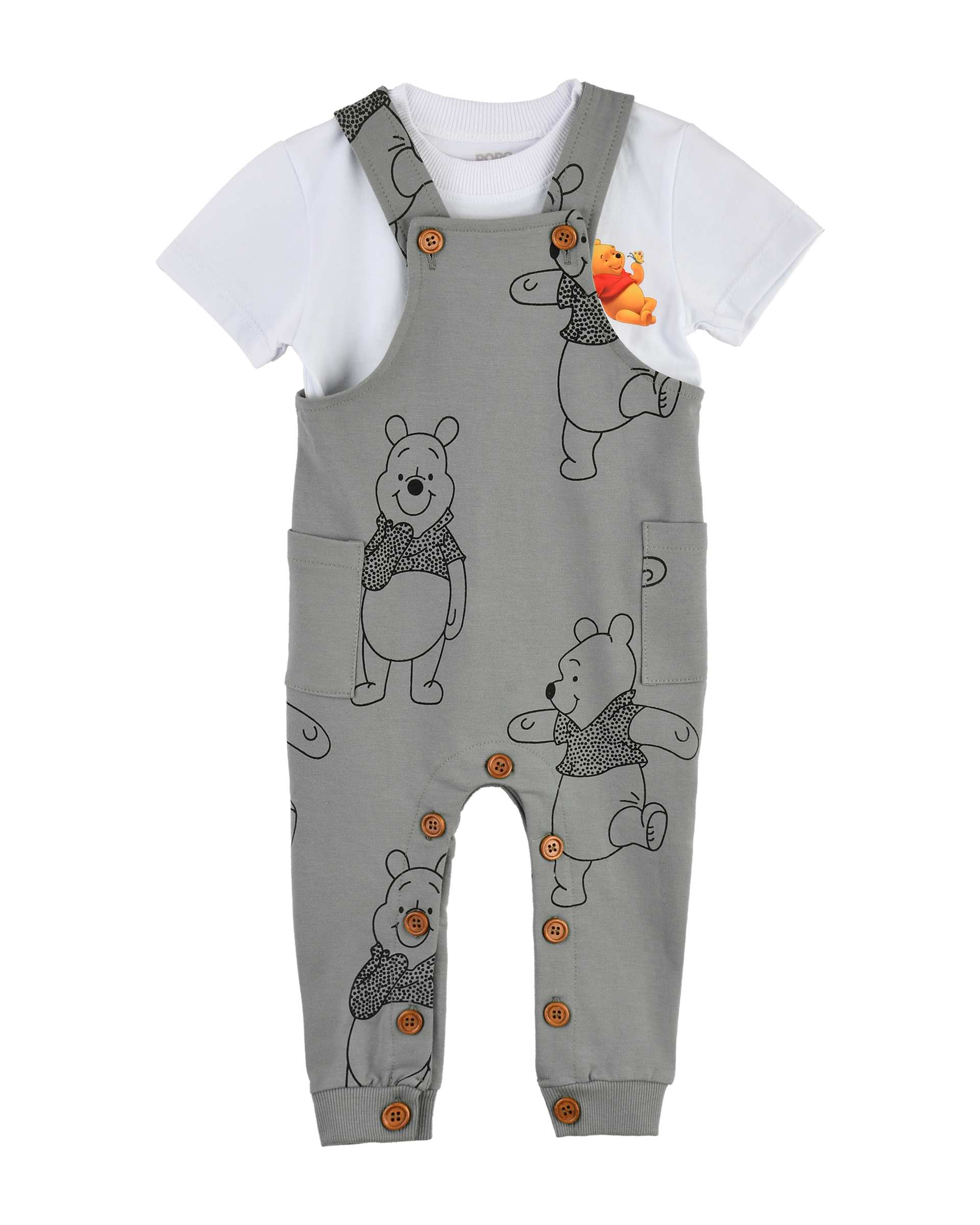 ست سرهمی و تی شرت نوزادی طوسی کیدز پرو Kids Pro