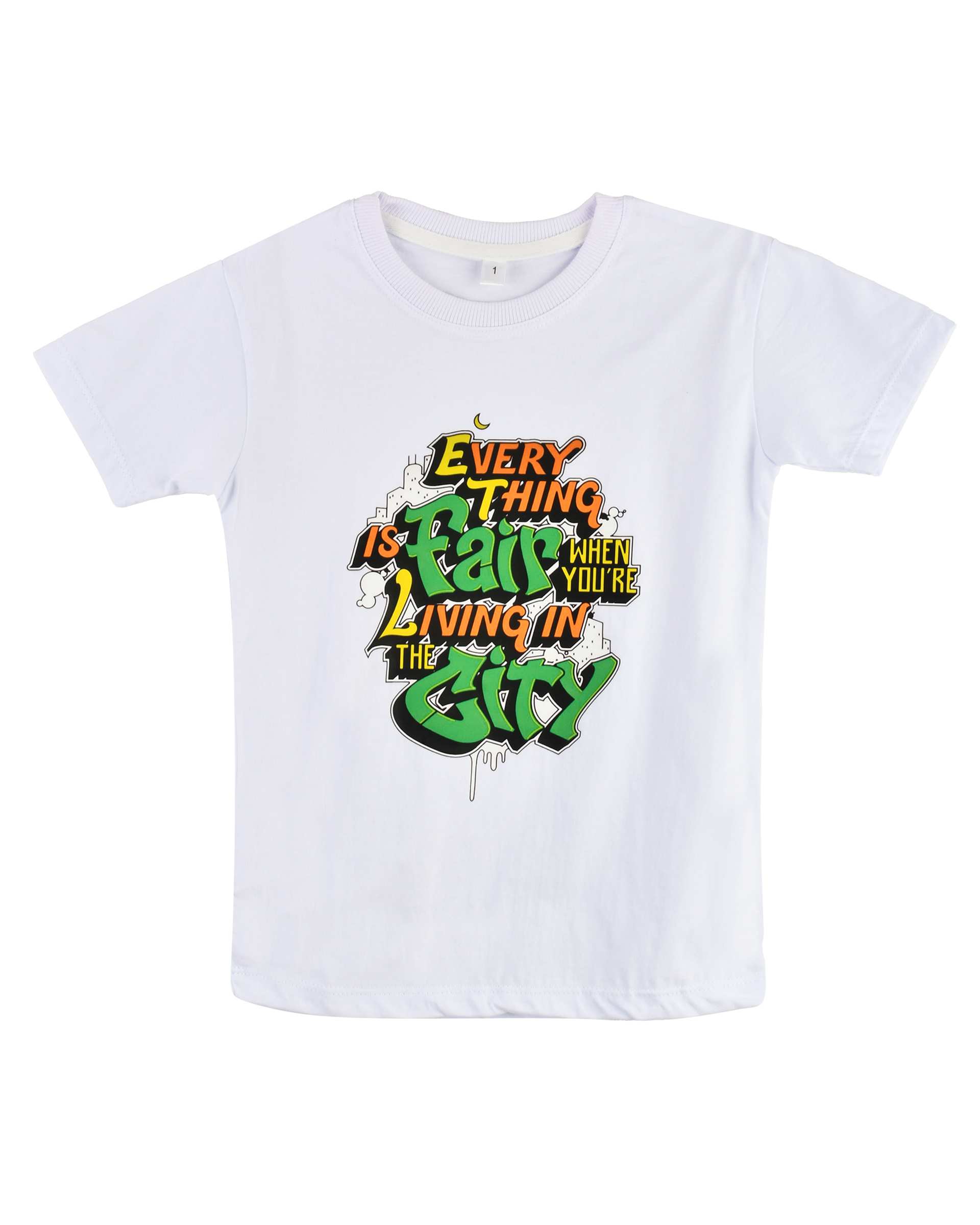 تی شرت بچگانه سفید کیدز پرو Kids Pro مدل Every Thing fair