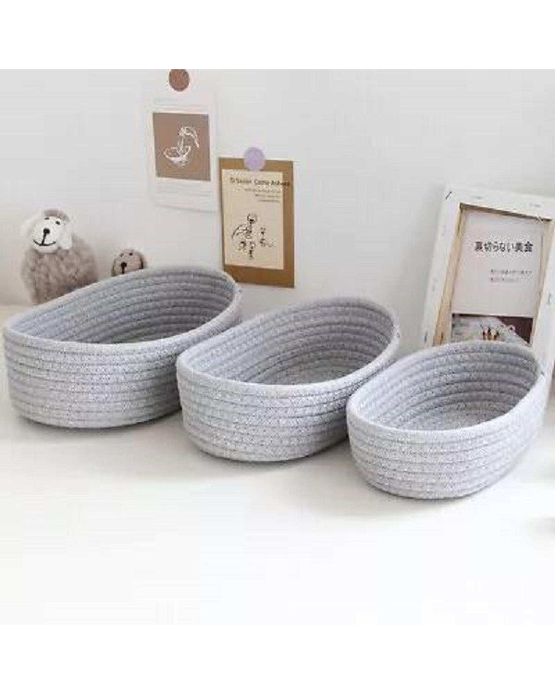 سبد کپو بافی طوسی کد 088 مجموعه 3 عددی