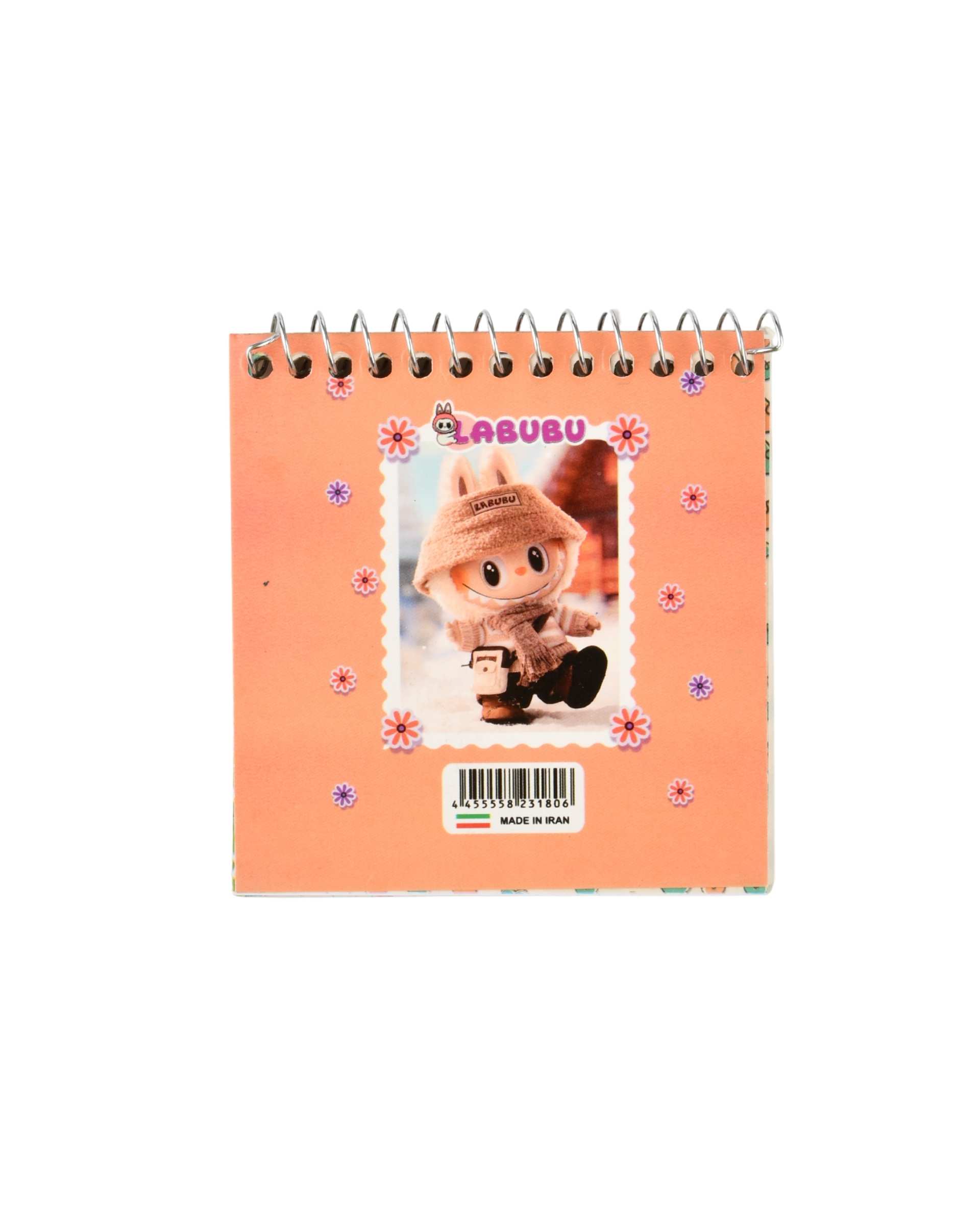 دفتر چه یادداشت 60 برگ نارنجی کاغذ حاشیه دار طرح لبوبو Labubu کد 03