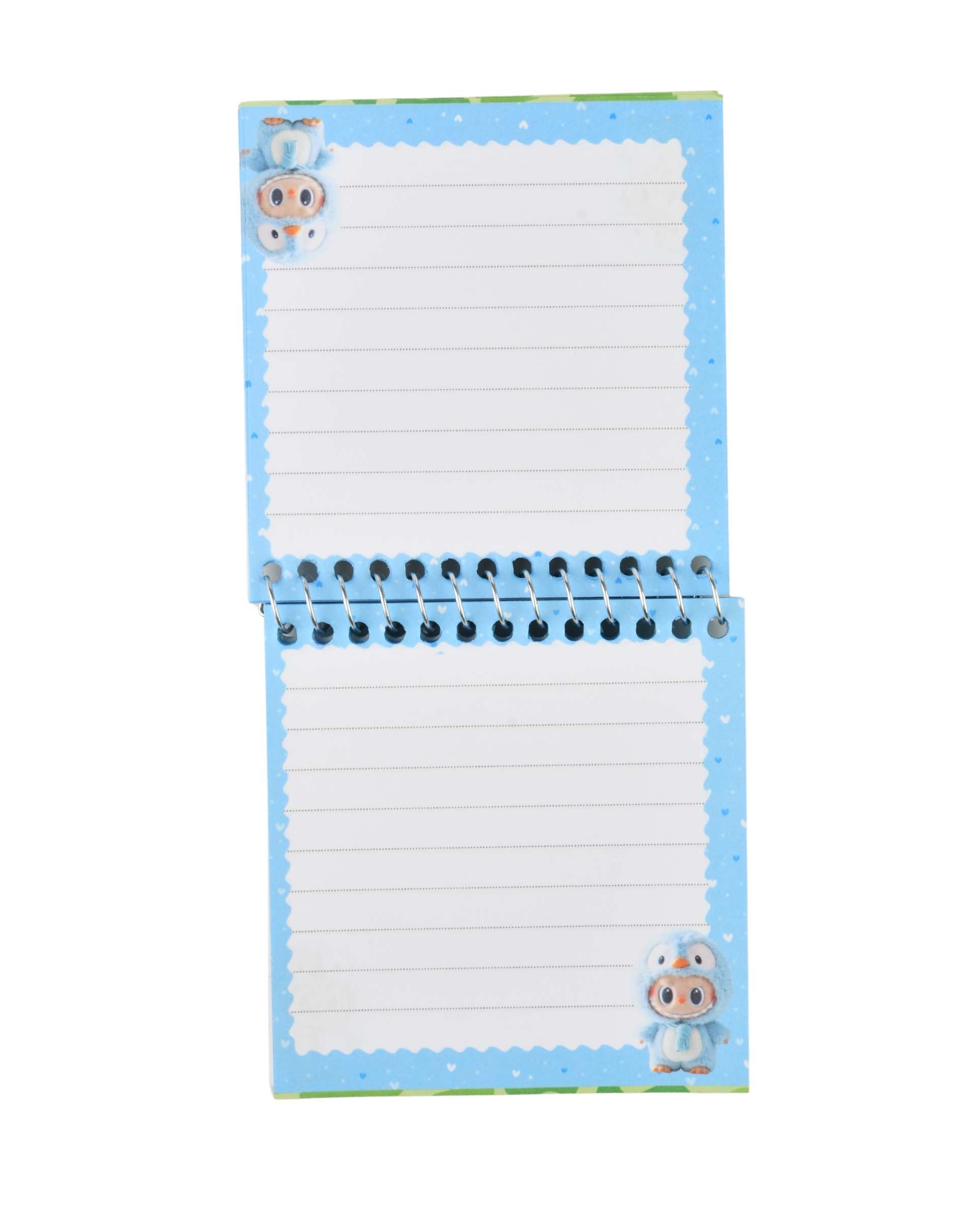 دفتر چه یادداشت 60 برگ آبی کاغذ حاشیه دار طرح لبوبو Labubu کد 04