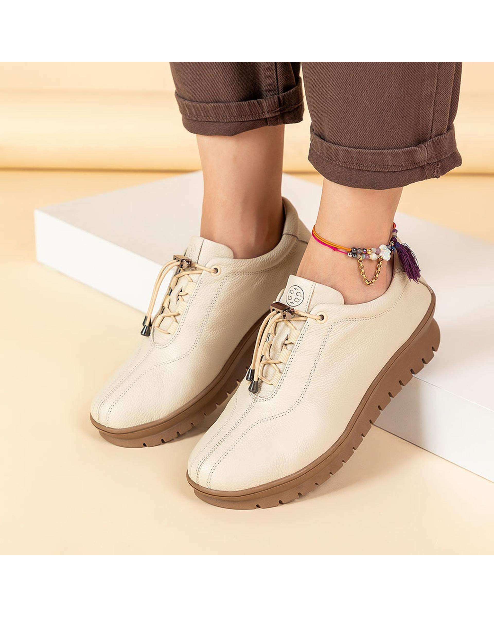 کفش چرم زنانه طبی بژ برتونیکس Berttonix کد A-0311