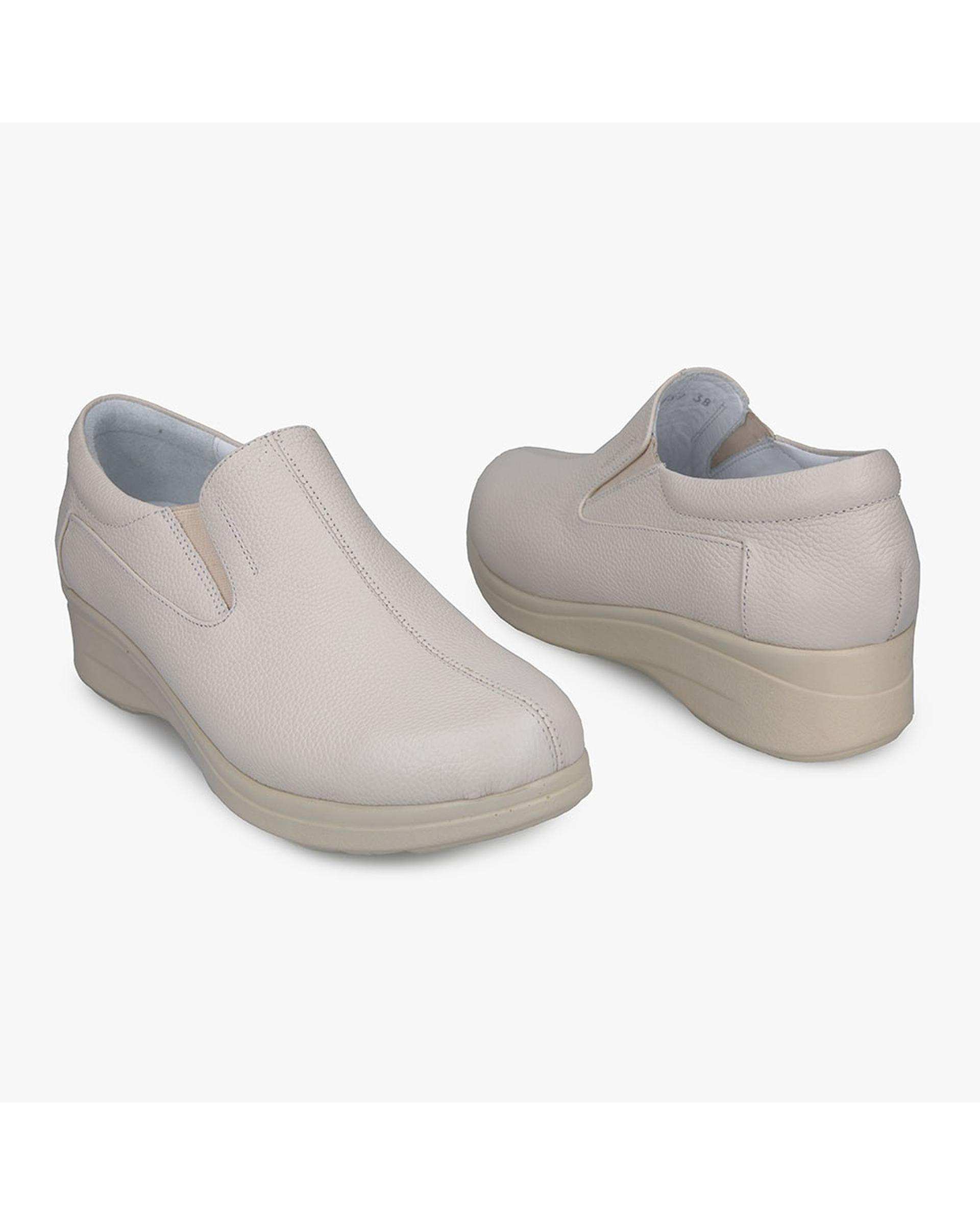 کفش چرم زنانه طبی کرم برتونیکس Berttonix کد A-4022