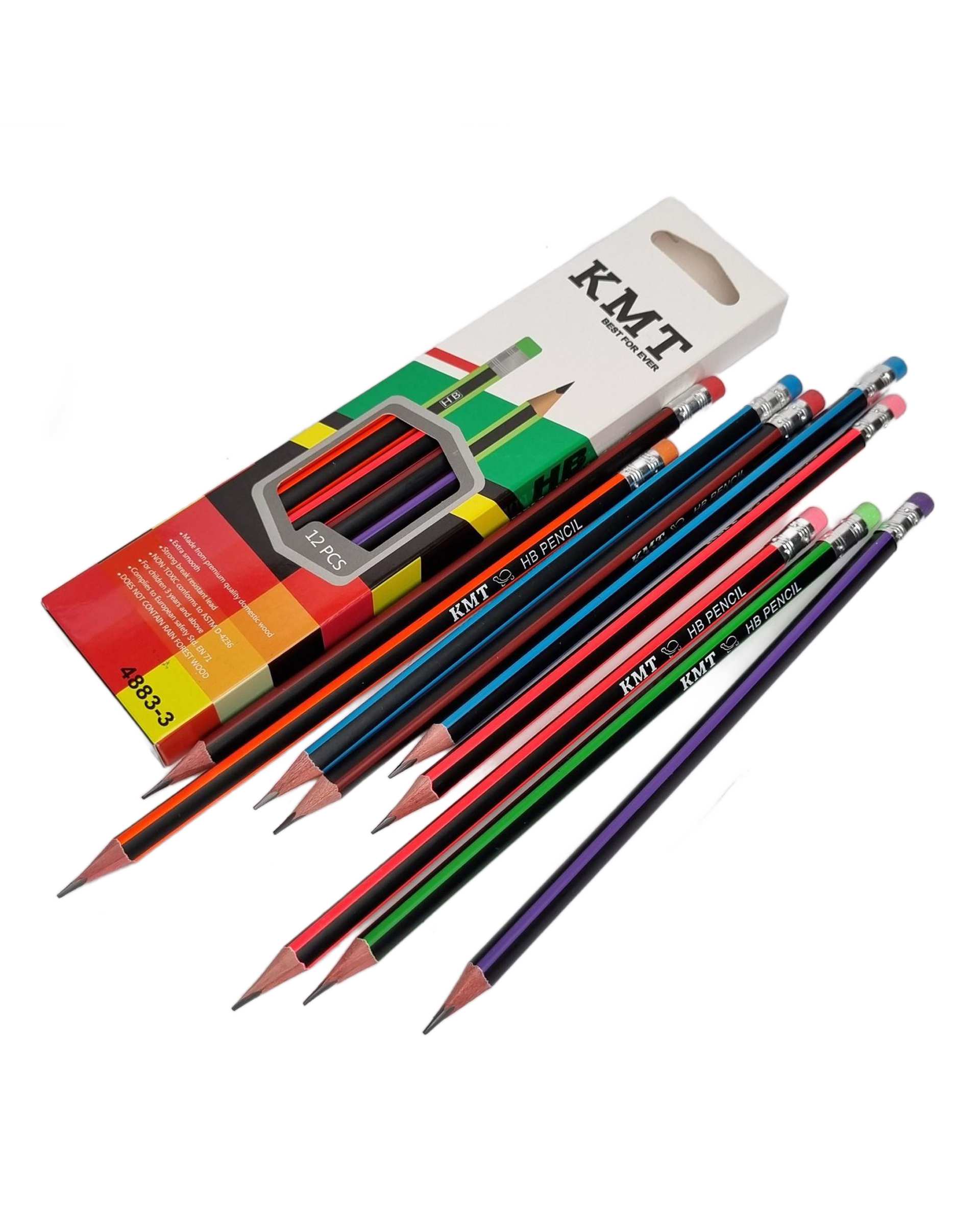 مداد مشکی سه گوش پاک کن دار KMT بسته 6 عددی