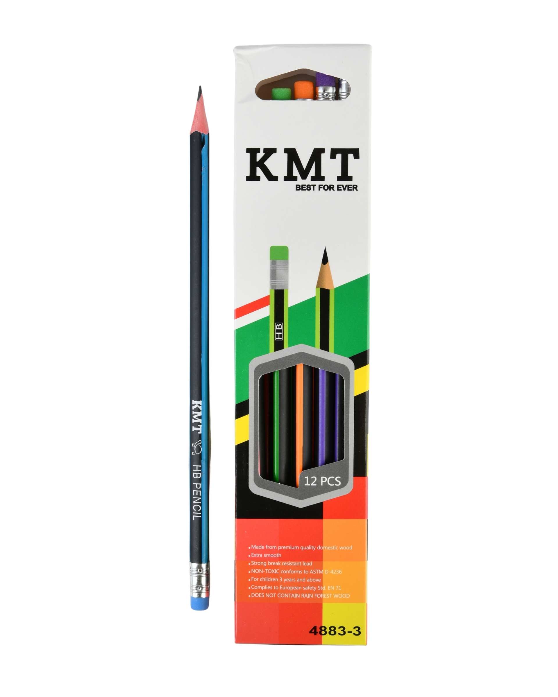 مداد مشکی سه گوش پاک کن دار KMT