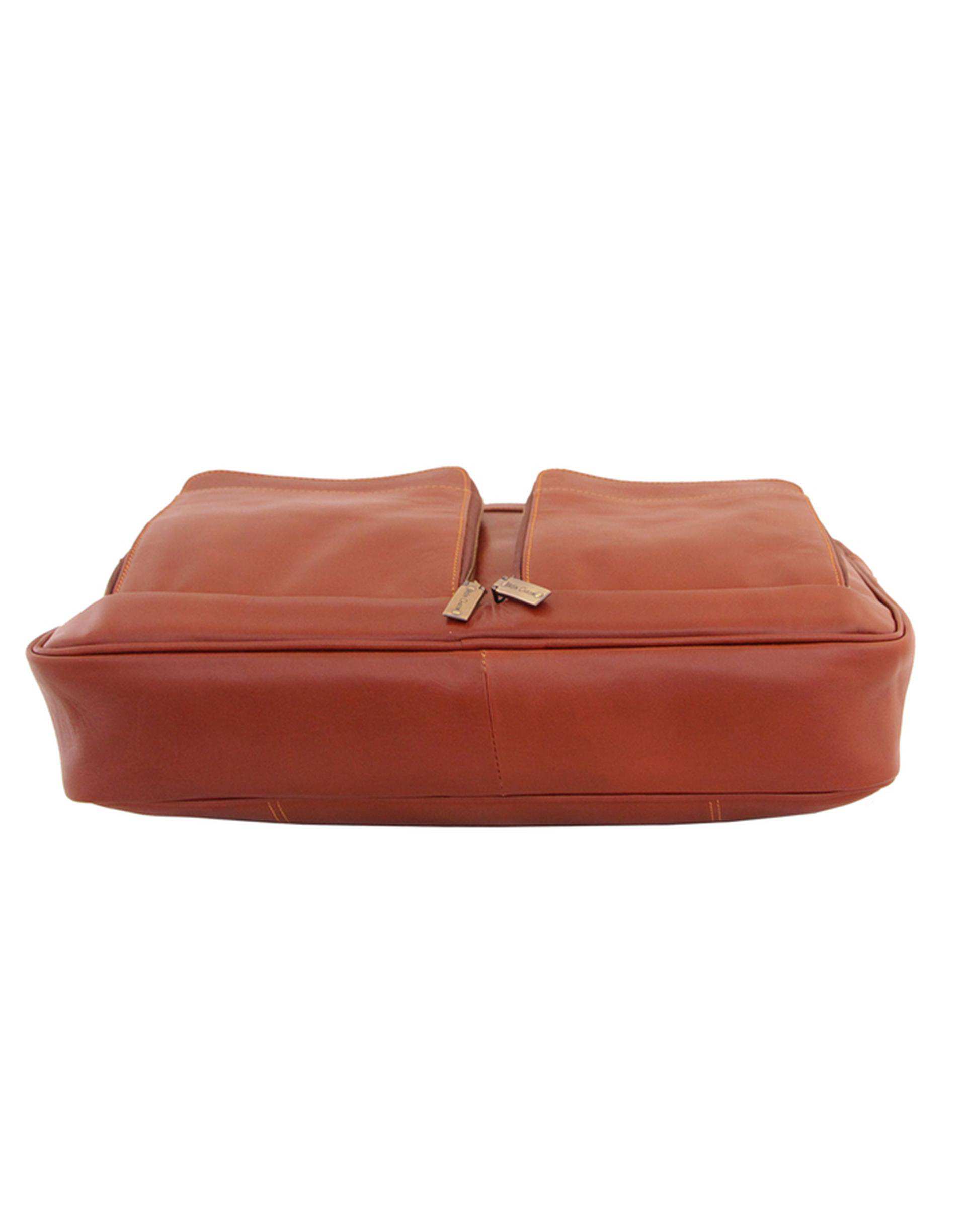 کیف چرم اداری عسلی چرم بارز Charm Barez مدل DL56