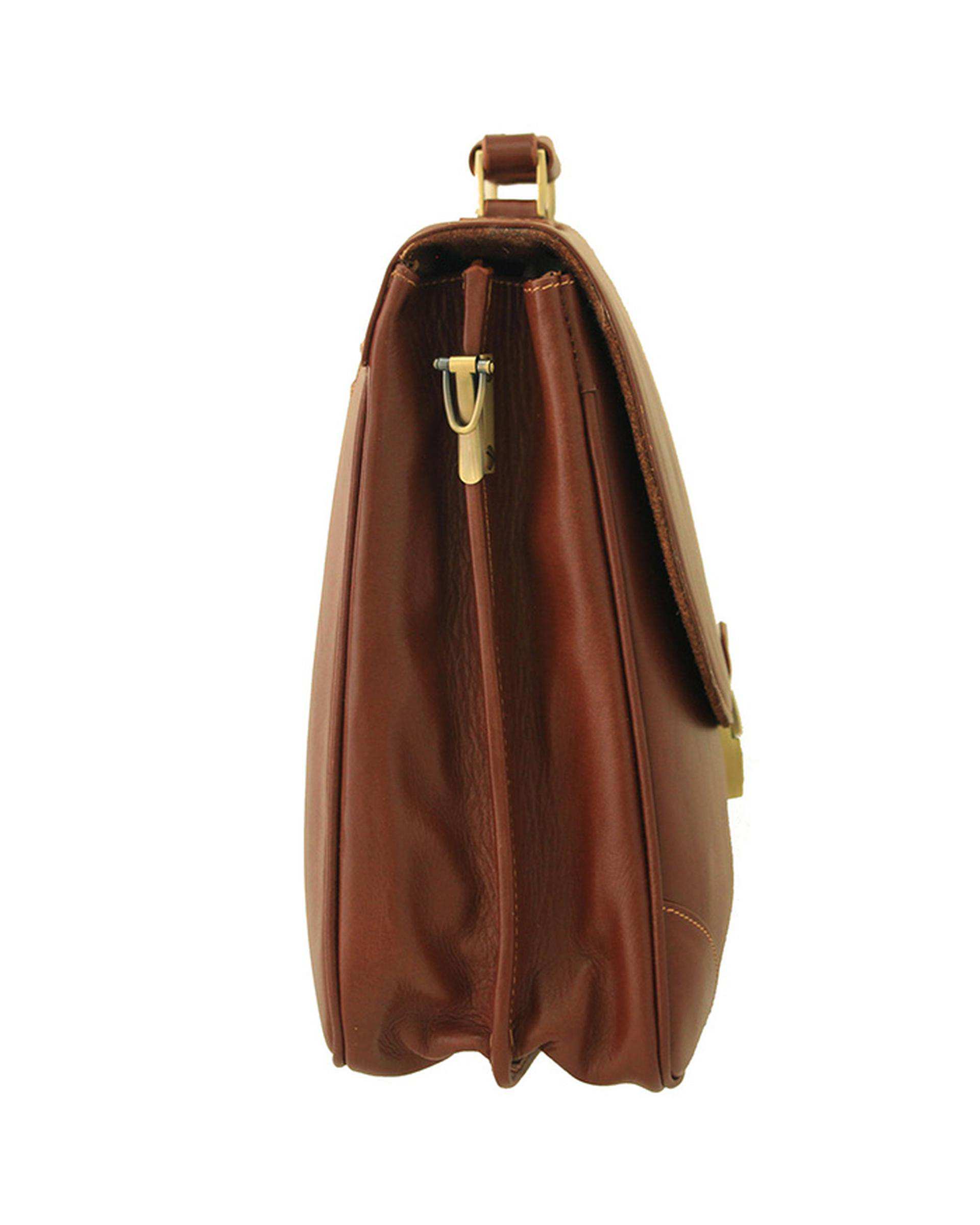 کیف چرم اداری مردانه عسلی چرم بارز Charm Barez مدل DL60