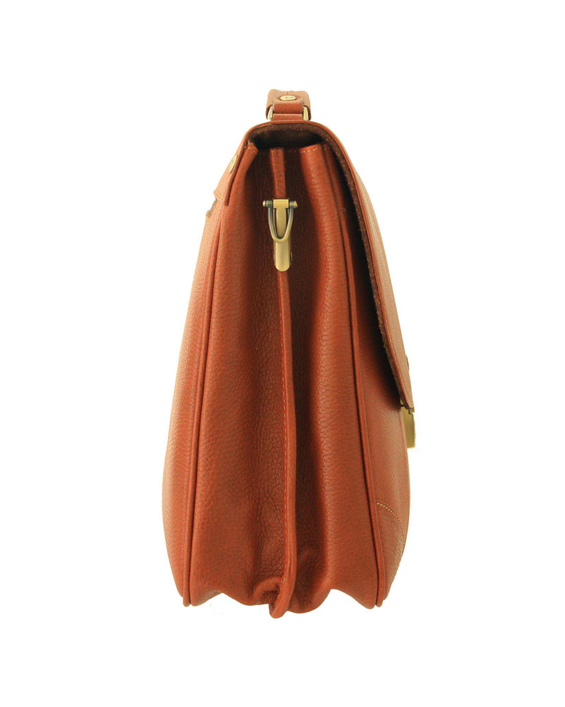کیف چرم اداری مردانه عسلی چرم بارز Charm Barez مدل DL60.1
