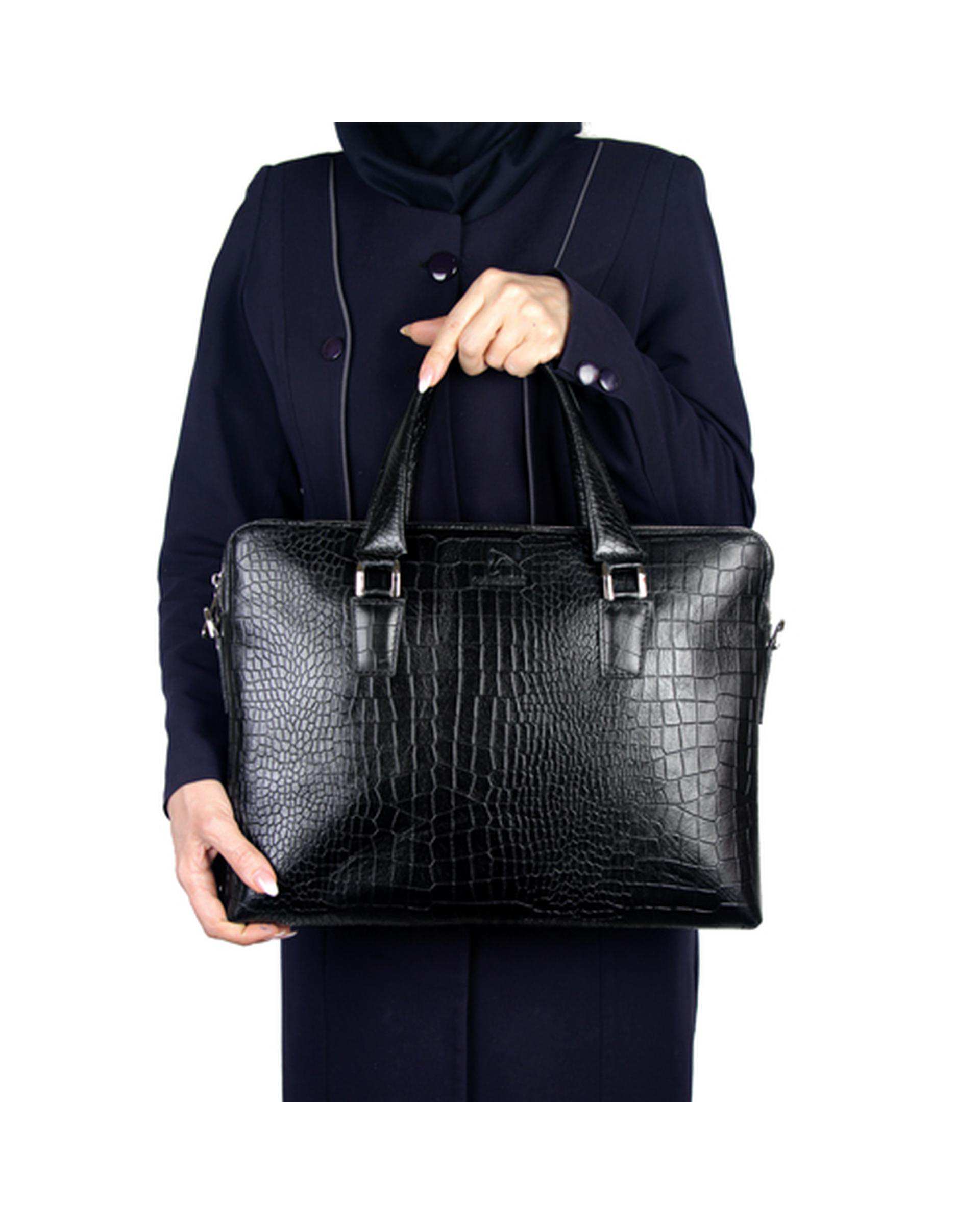 کیف چرم اداری زنانه مشکی چرم بارز Charm Barez مدل DZ66.PRIMA