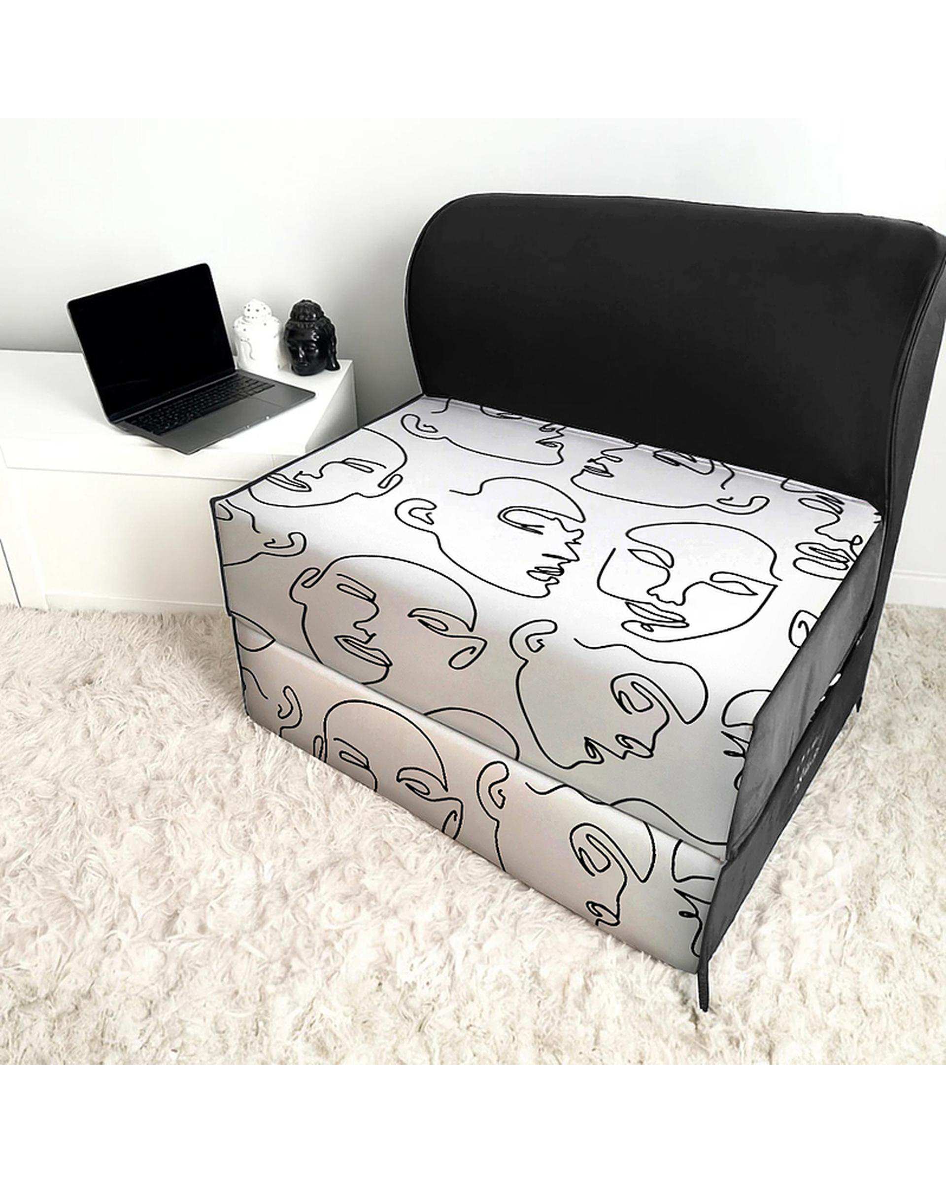 کاناپه تخت شو یک نفره نوپه هوم Nopehome مدل نقاشی مینیمال صورت کد M1098