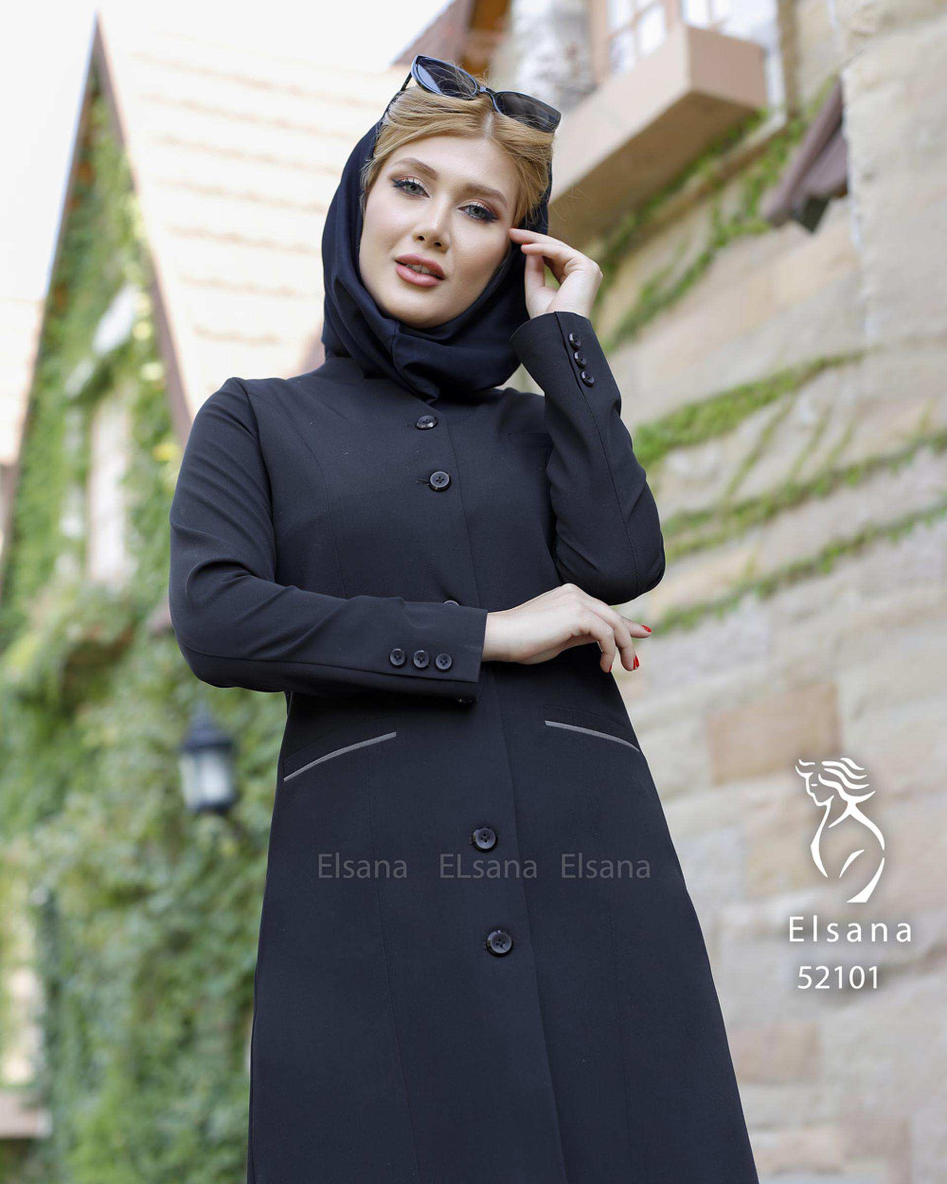 ست مانتو و شلوار اداری زنانه مشکی السانا Elsana مدل حدیث کد 521