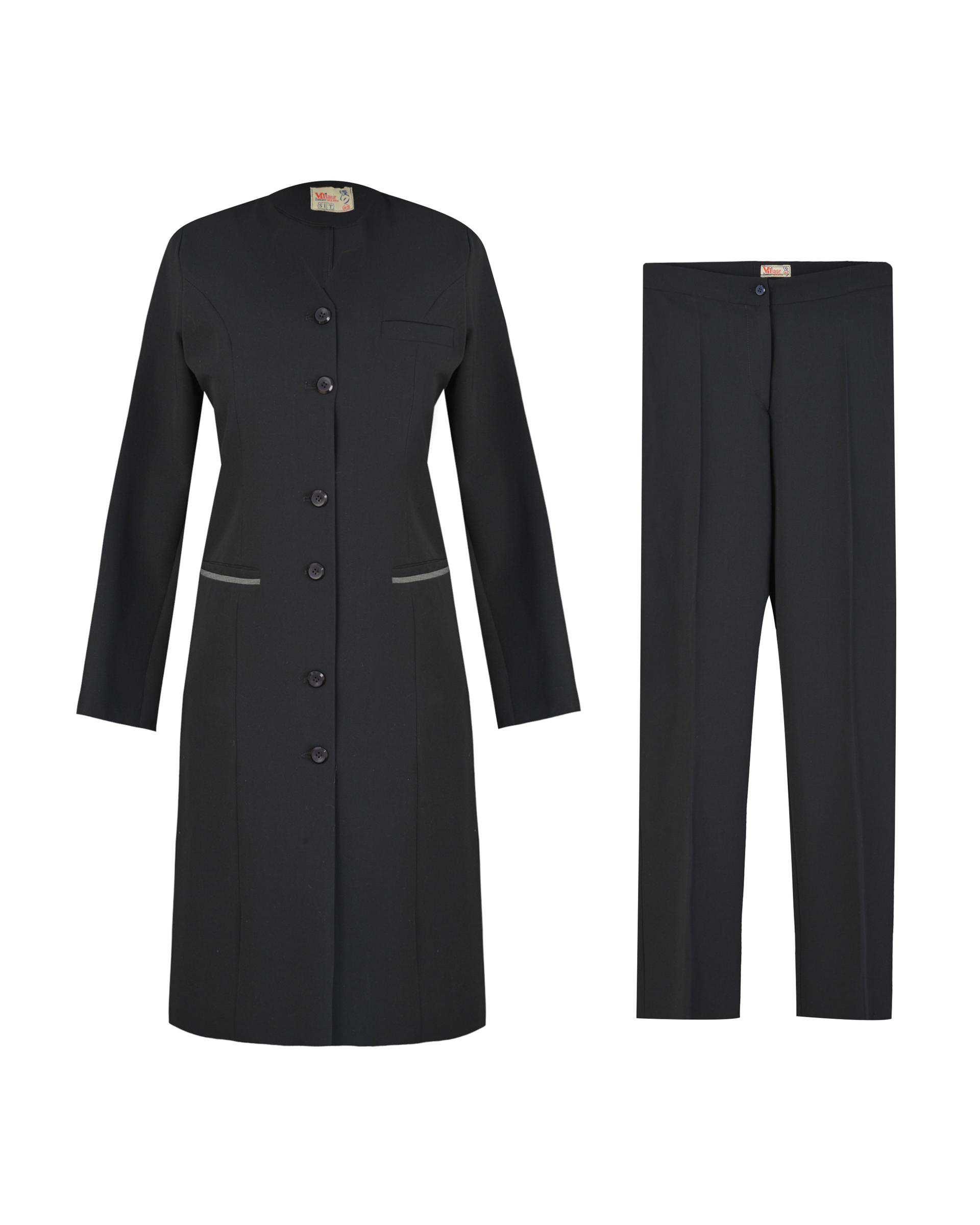 ست مانتو و شلوار اداری زنانه مشکی السانا Elsana مدل حدیث کد 521