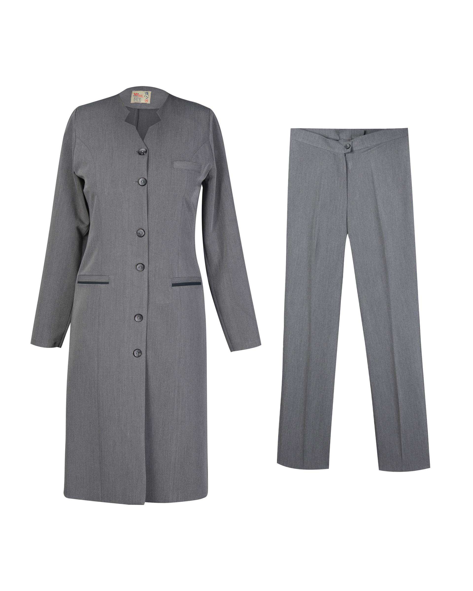 ست مانتو و شلوار اداری زنانه طوسی السانا Elsana مدل حدیث کد 521