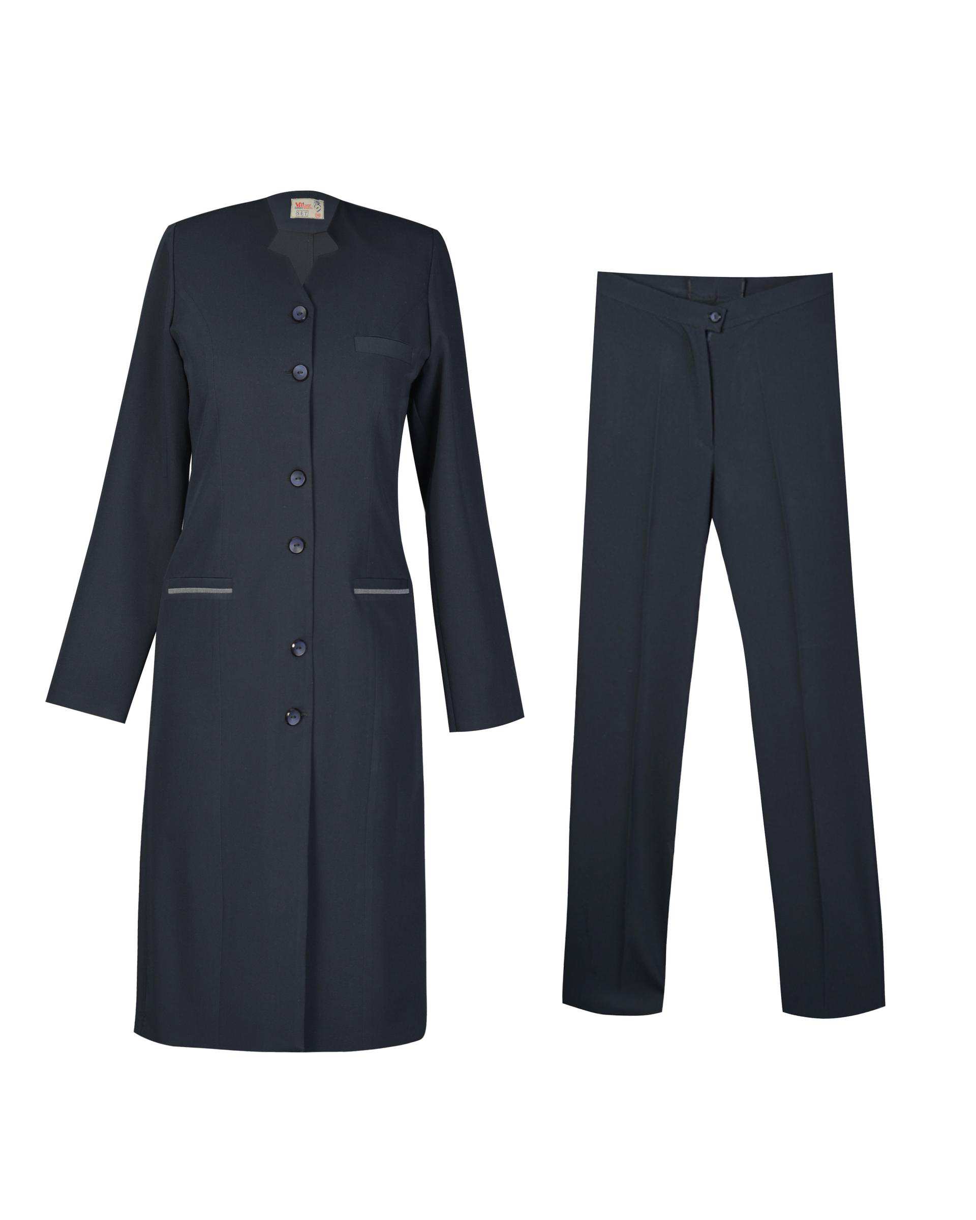 ست مانتو و شلوار اداری زنانه سرمه ای السانا Elsana مدل حدیث کد 521