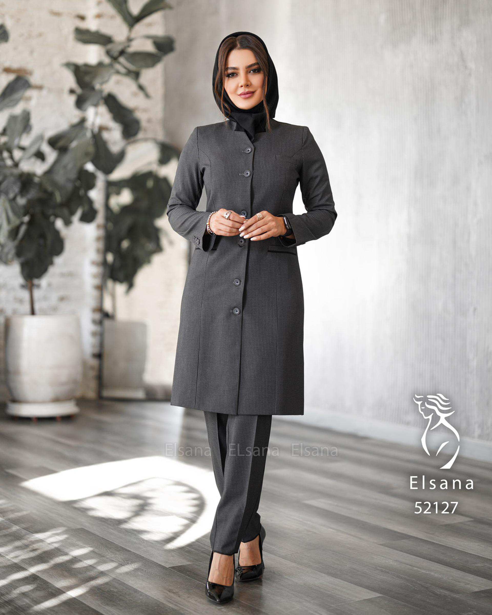 ست مانتو و شلوار اداری زنانه نوک مدادی السانا Elsana مدل حدیث دیپلمات کد 521