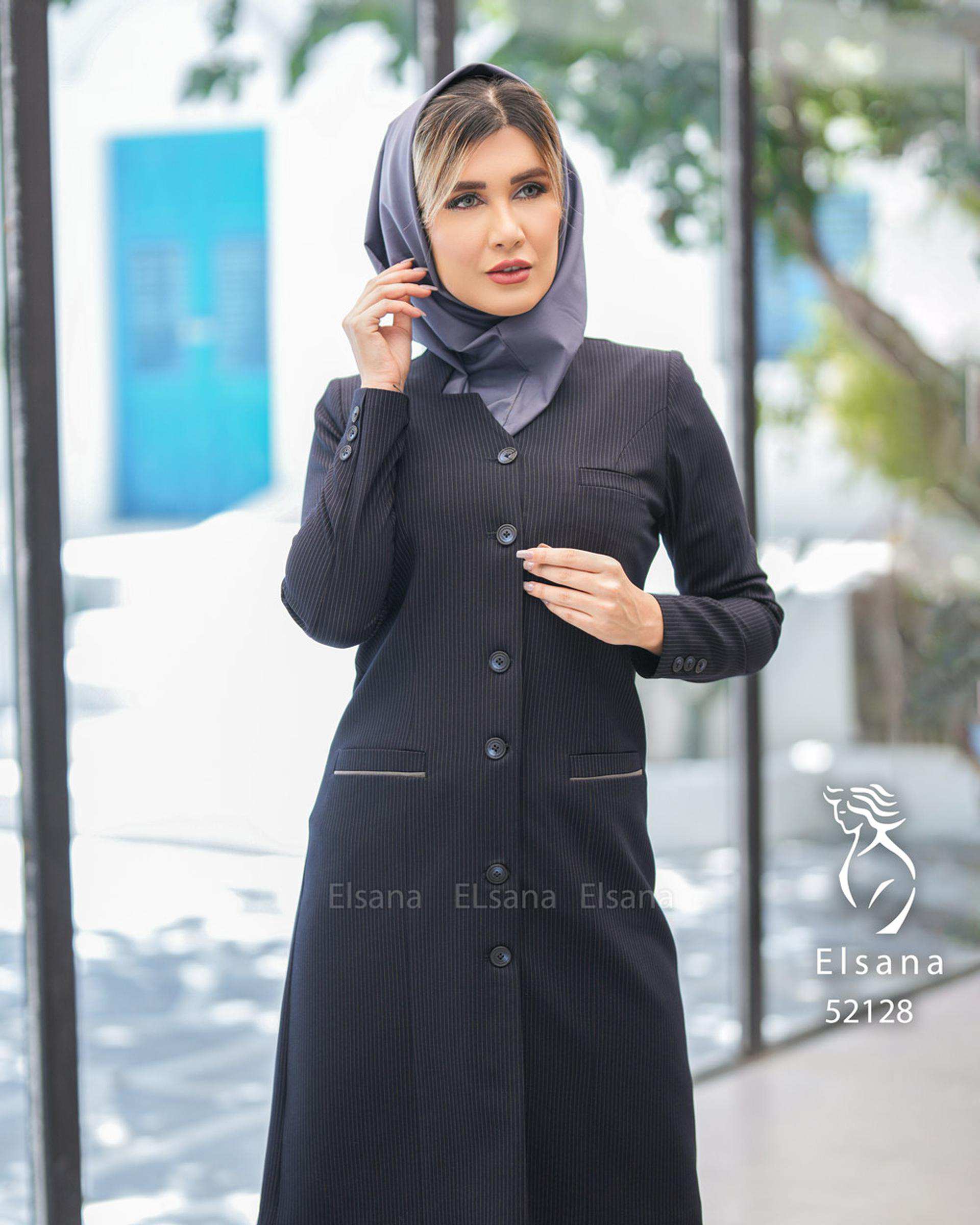 ست مانتو و شلوار اداری زنانه سرمه ای السانا Elsana مدل حدیث دیپلمات کد 521