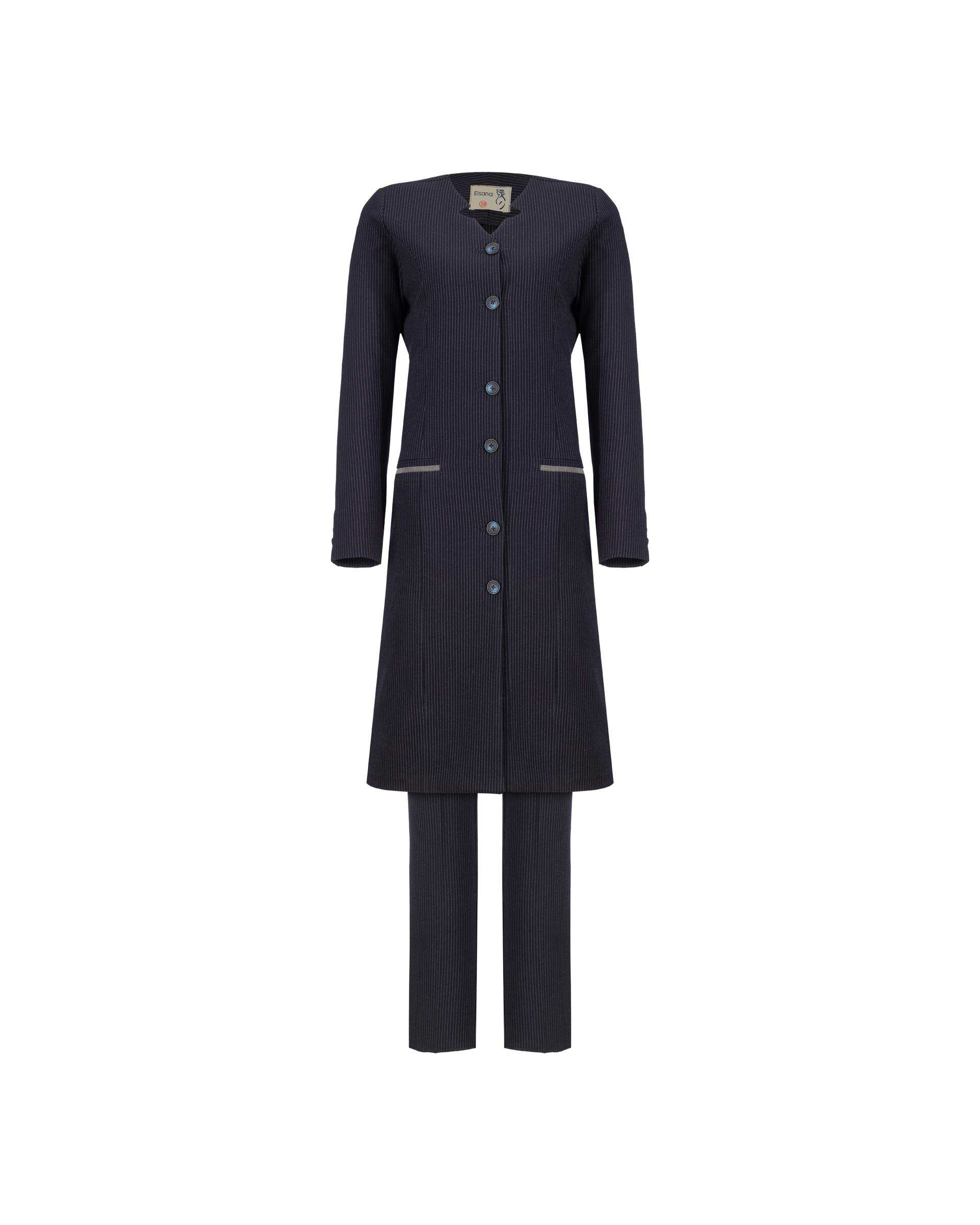 ست مانتو و شلوار اداری زنانه سرمه ای السانا Elsana مدل حدیث دیپلمات کد 521