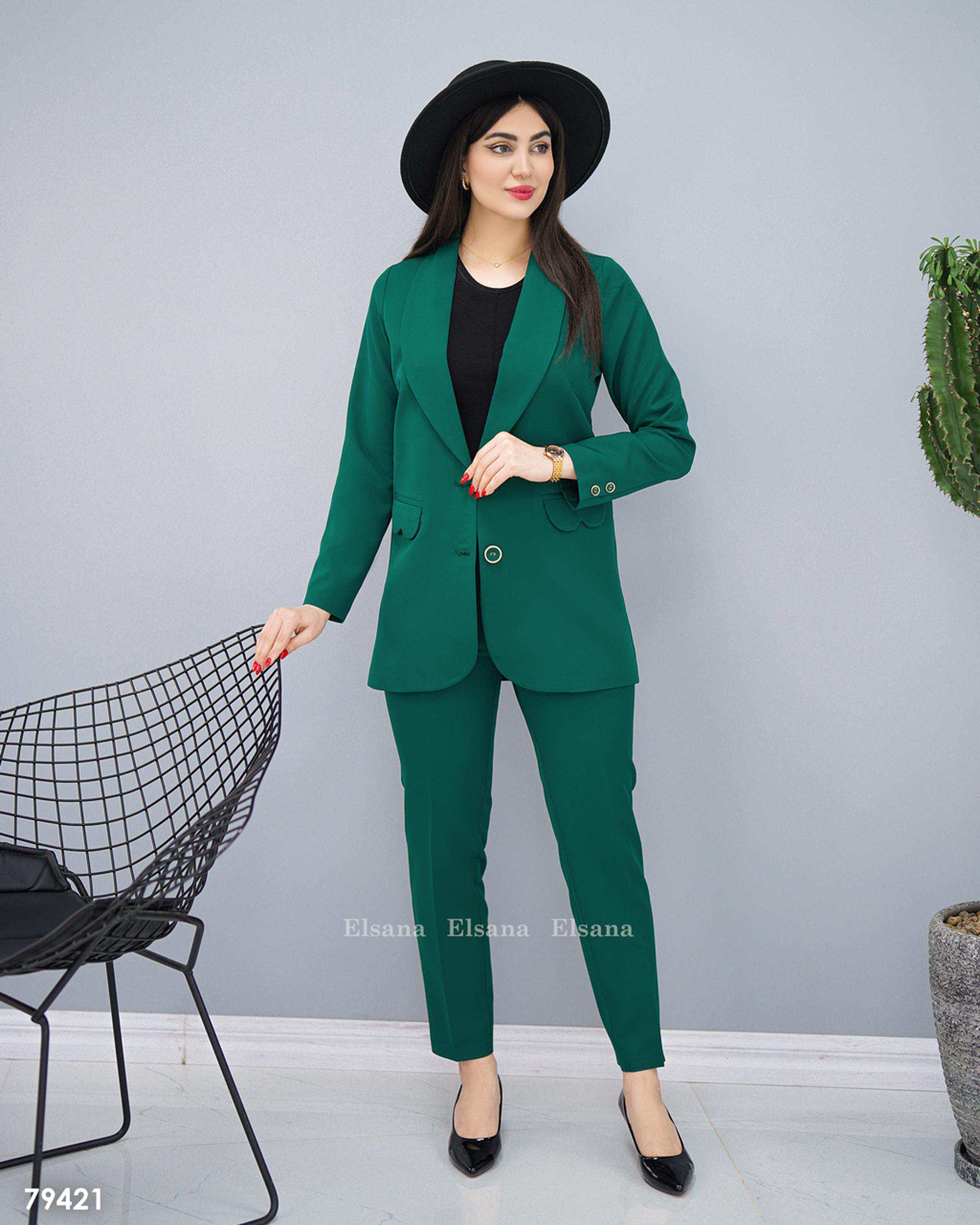 ست کت و شلوار زنانه سبز السانا Elsana مدل تپش کد 794