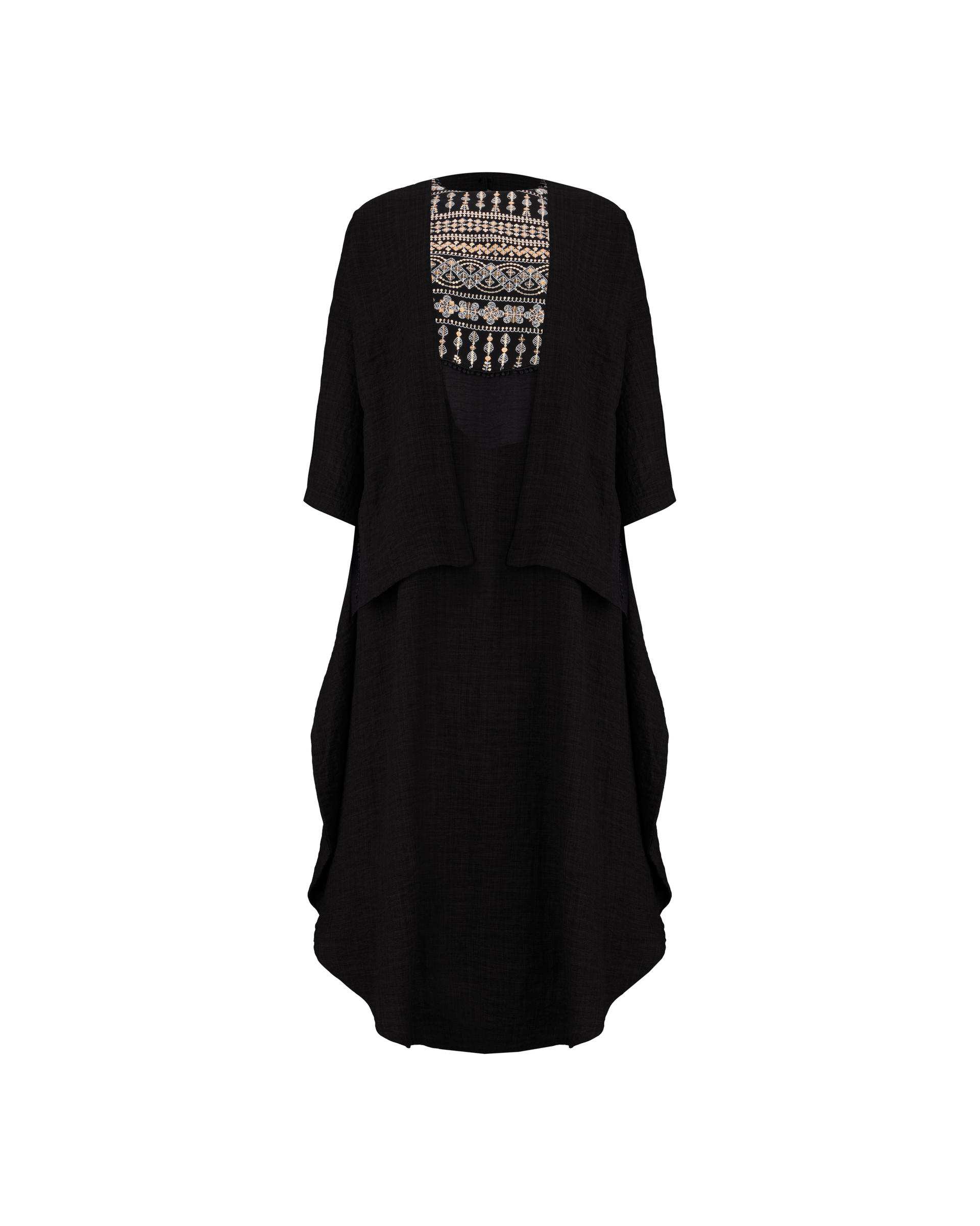 ست سارافون و رویه زنانه مشکی السانا Elsana مدل نوژین کد 1914