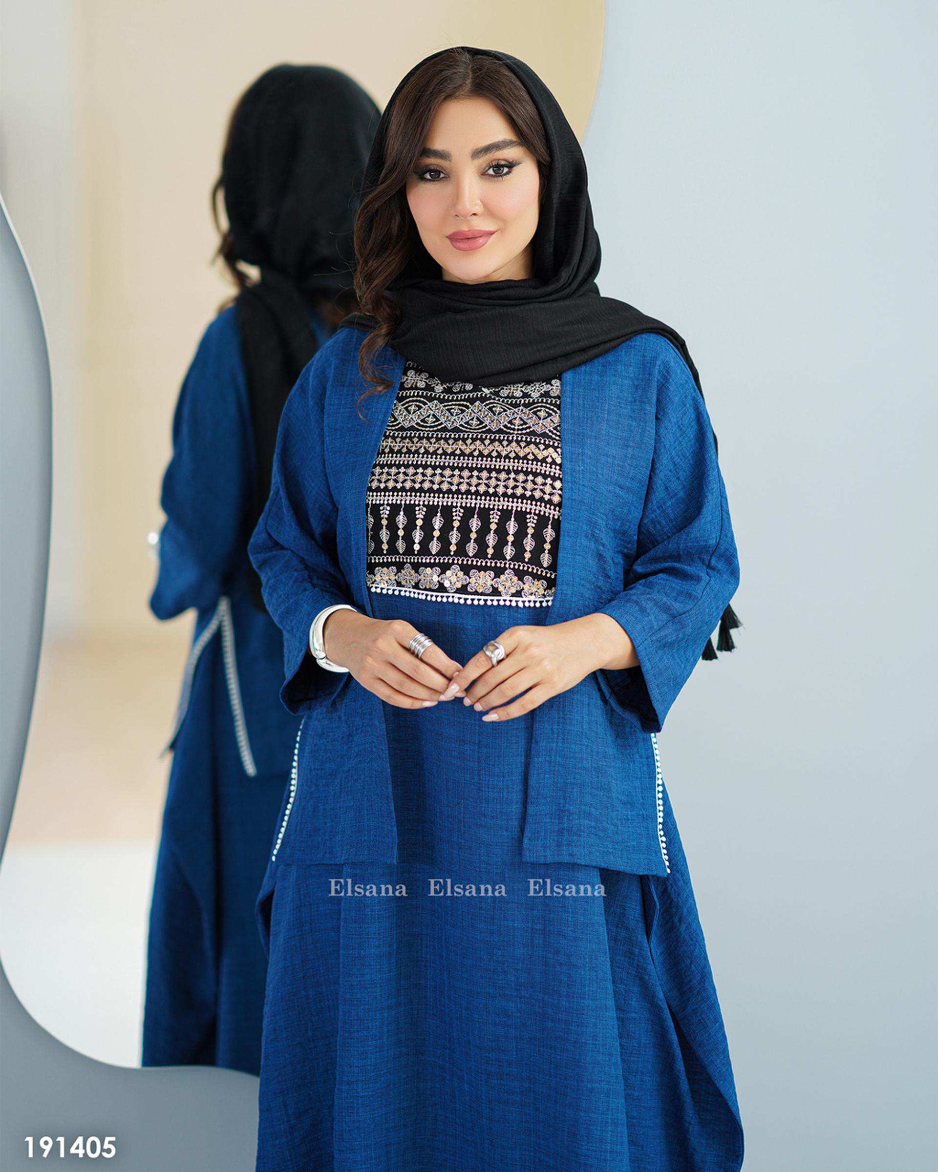 ست سارافون و رویه زنانه آبی نفتی السانا Elsana مدل نوژین کد 1914