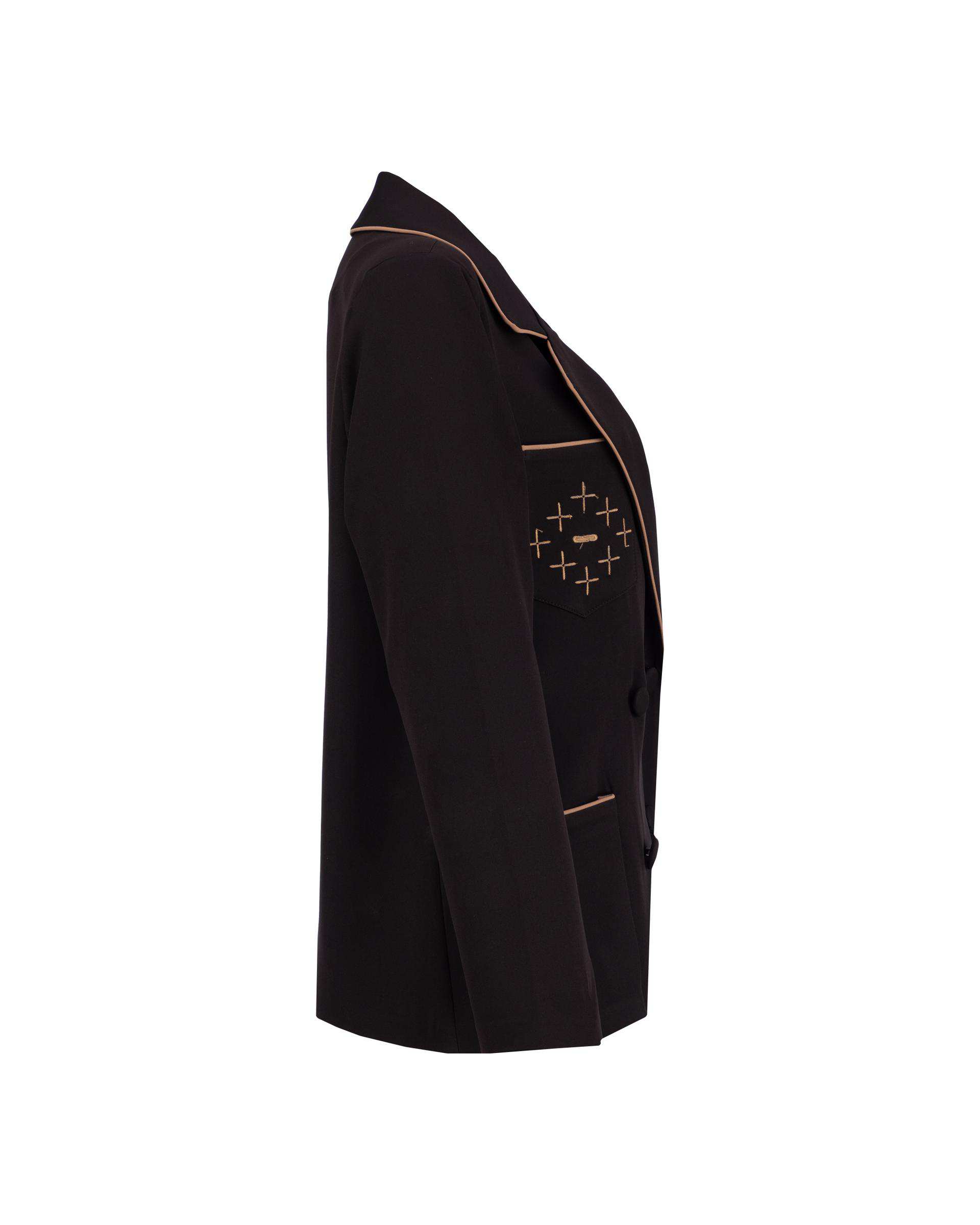 ست کت و شلوار زنانه مشکی کرم السانا Elsana مدل شادوین کد 2040