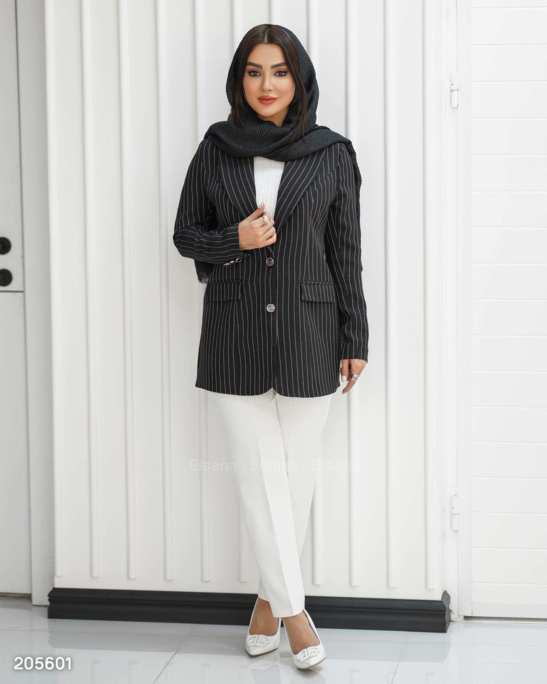 کت زنانه مشکی السانا Elsana مدل شالیزه کد 2056