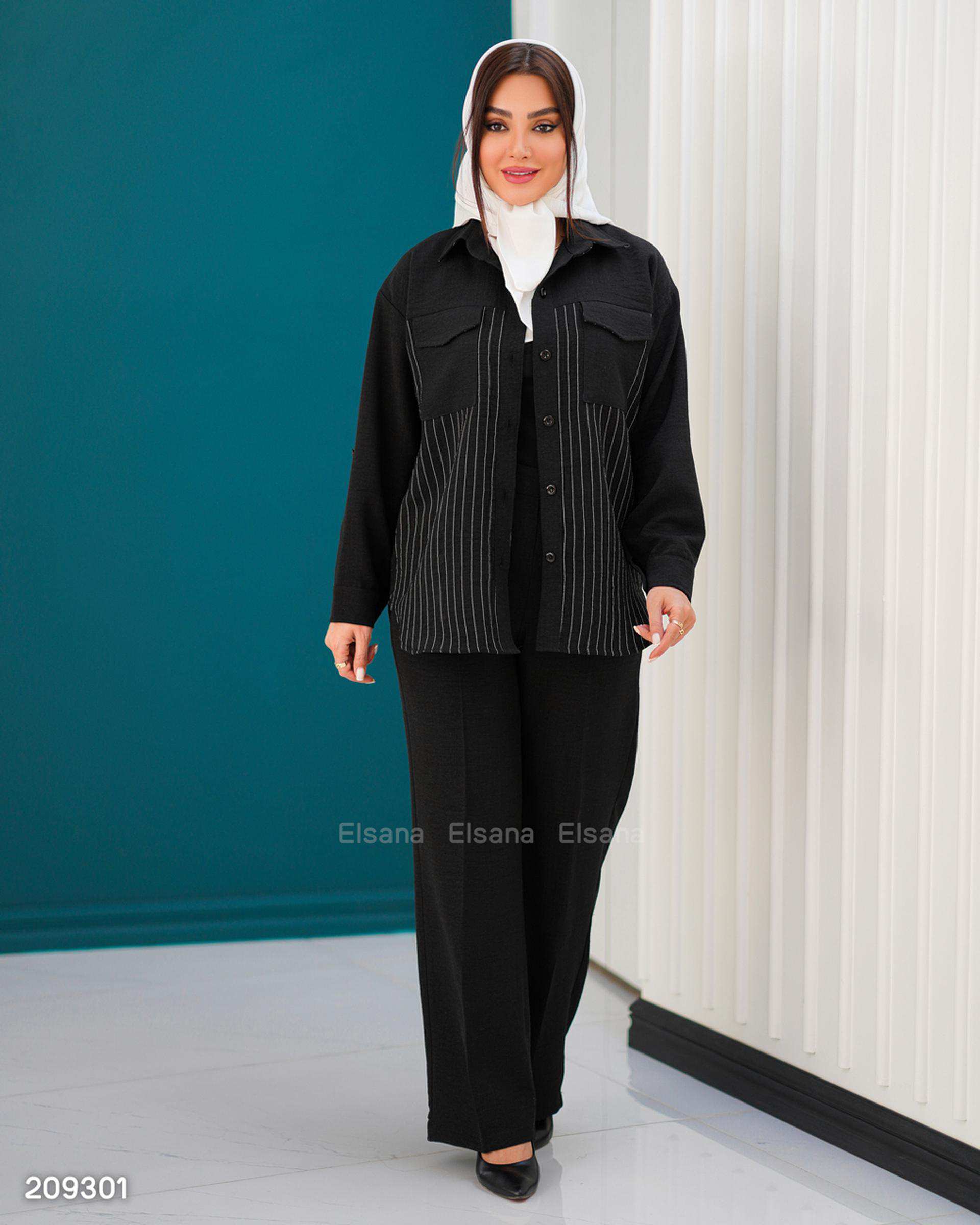 ست شومیز و شلوار زنانه مشکی السانا Elsana مدل ریحانه کد 2093