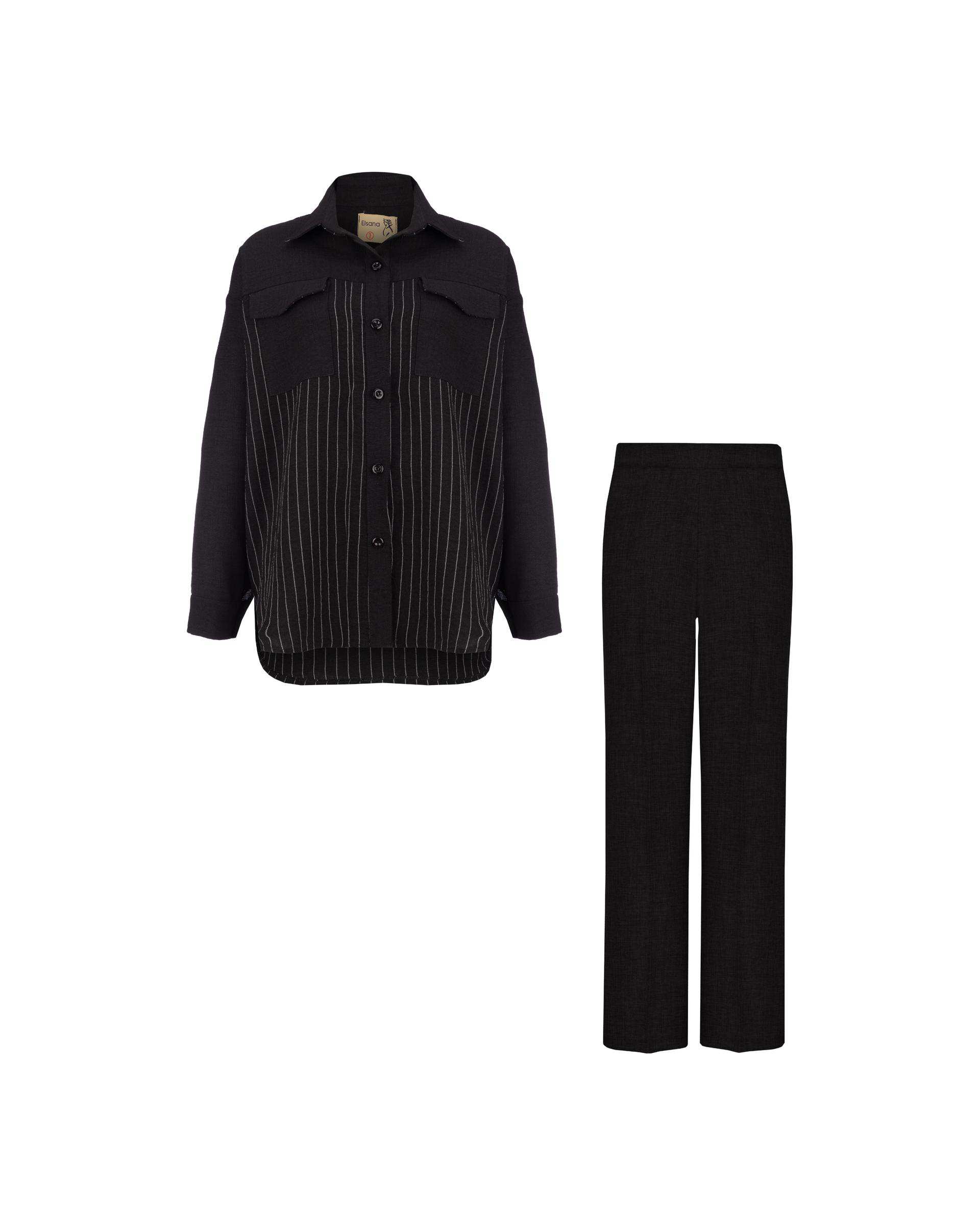 ست شومیز و شلوار زنانه مشکی السانا Elsana مدل ریحانه کد 2093