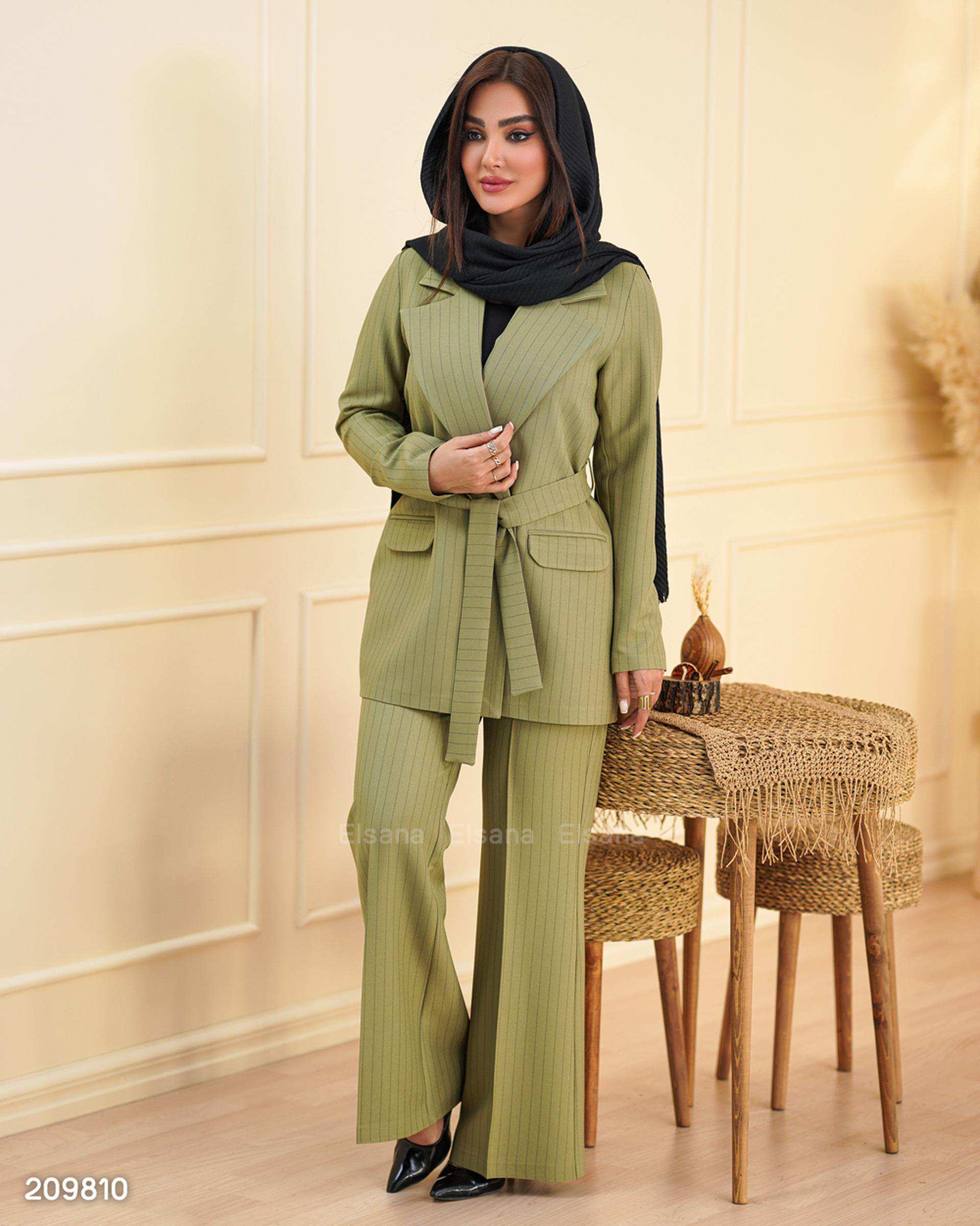 ست کت و شلوار زنانه سبز السانا Elsana مدل راتینا کد 2098