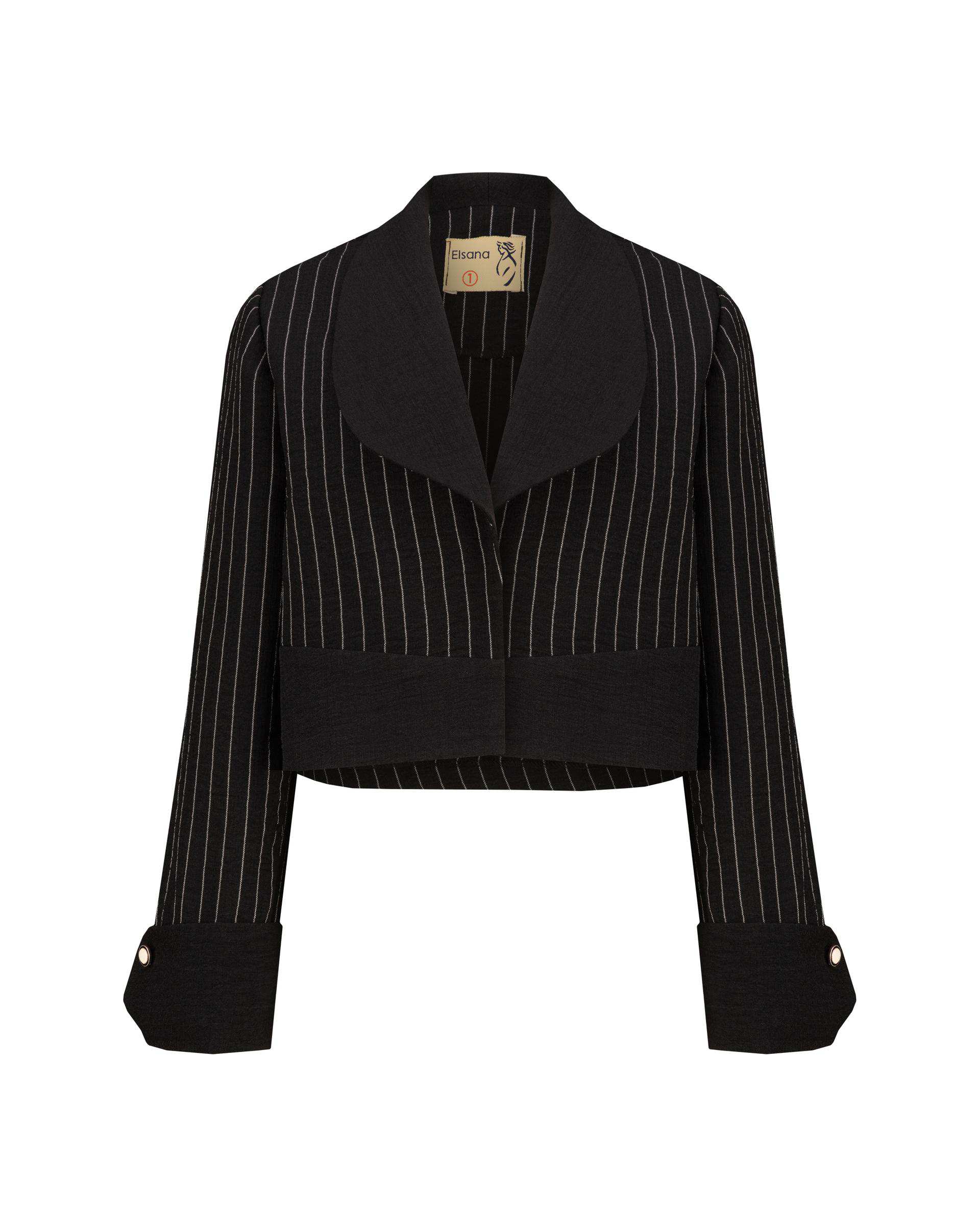 ست سارافون و کت کراپ زنانه مشکی السانا Elsana مدل کوشان کد 2122