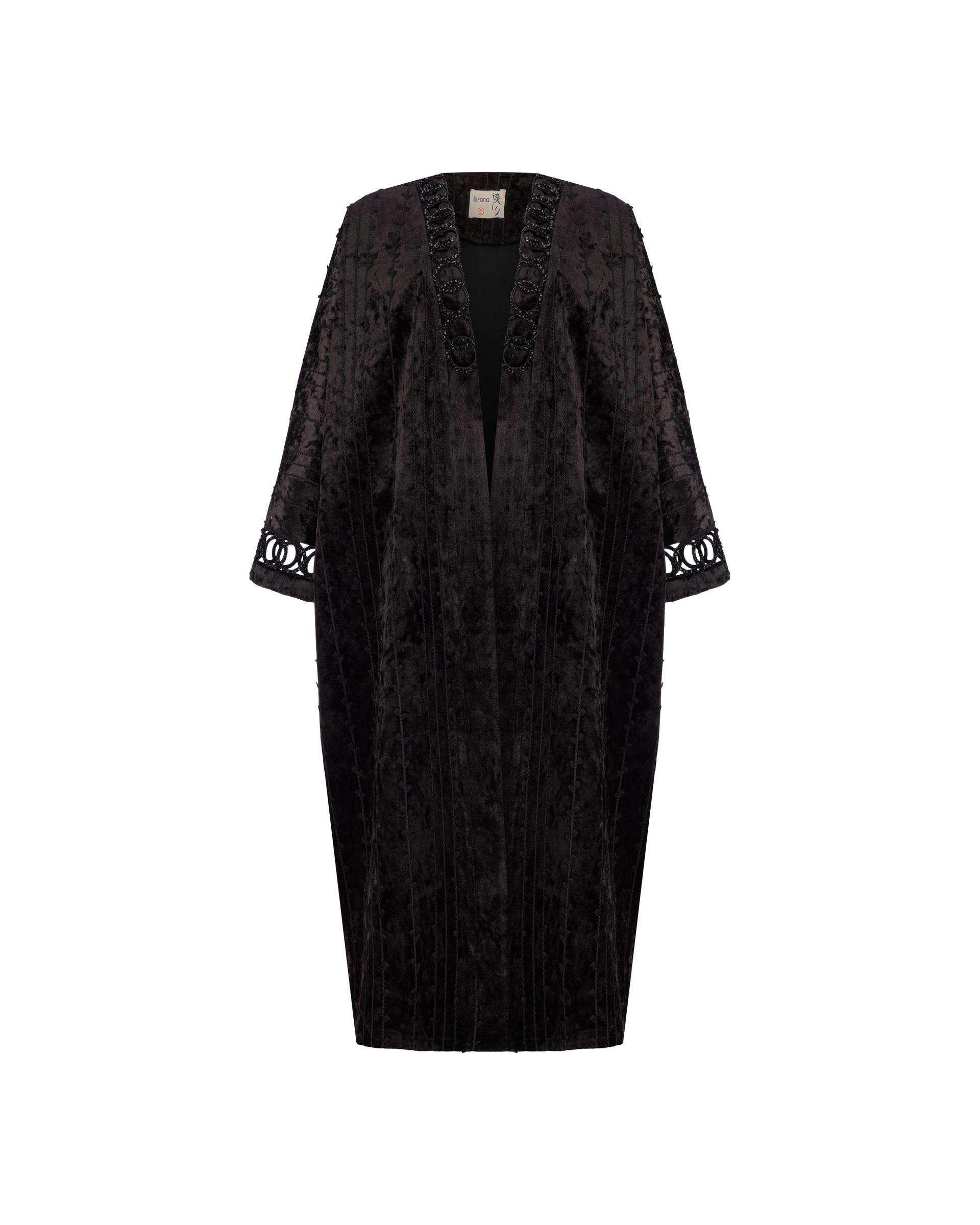 مانتو مجلسی زنانه مشکی السانا Elsana مدل جاندخت کد 2142