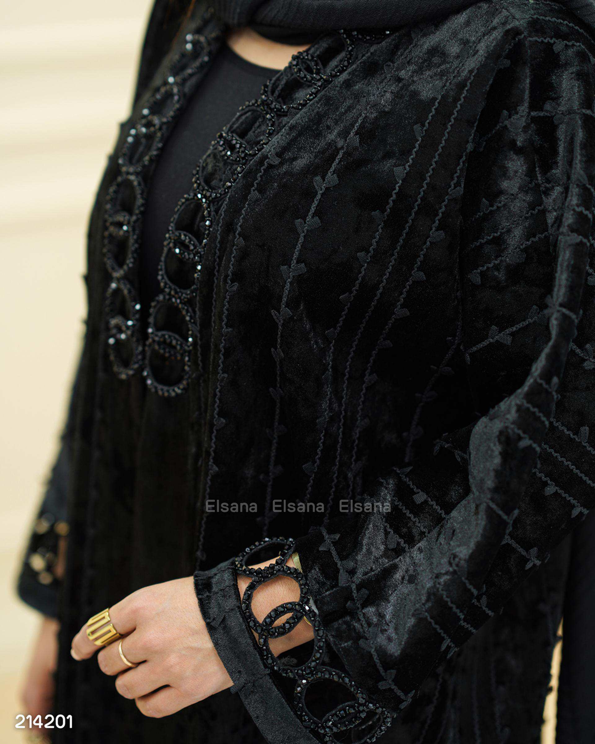 مانتو مجلسی زنانه مشکی السانا Elsana مدل جاندخت کد 2142