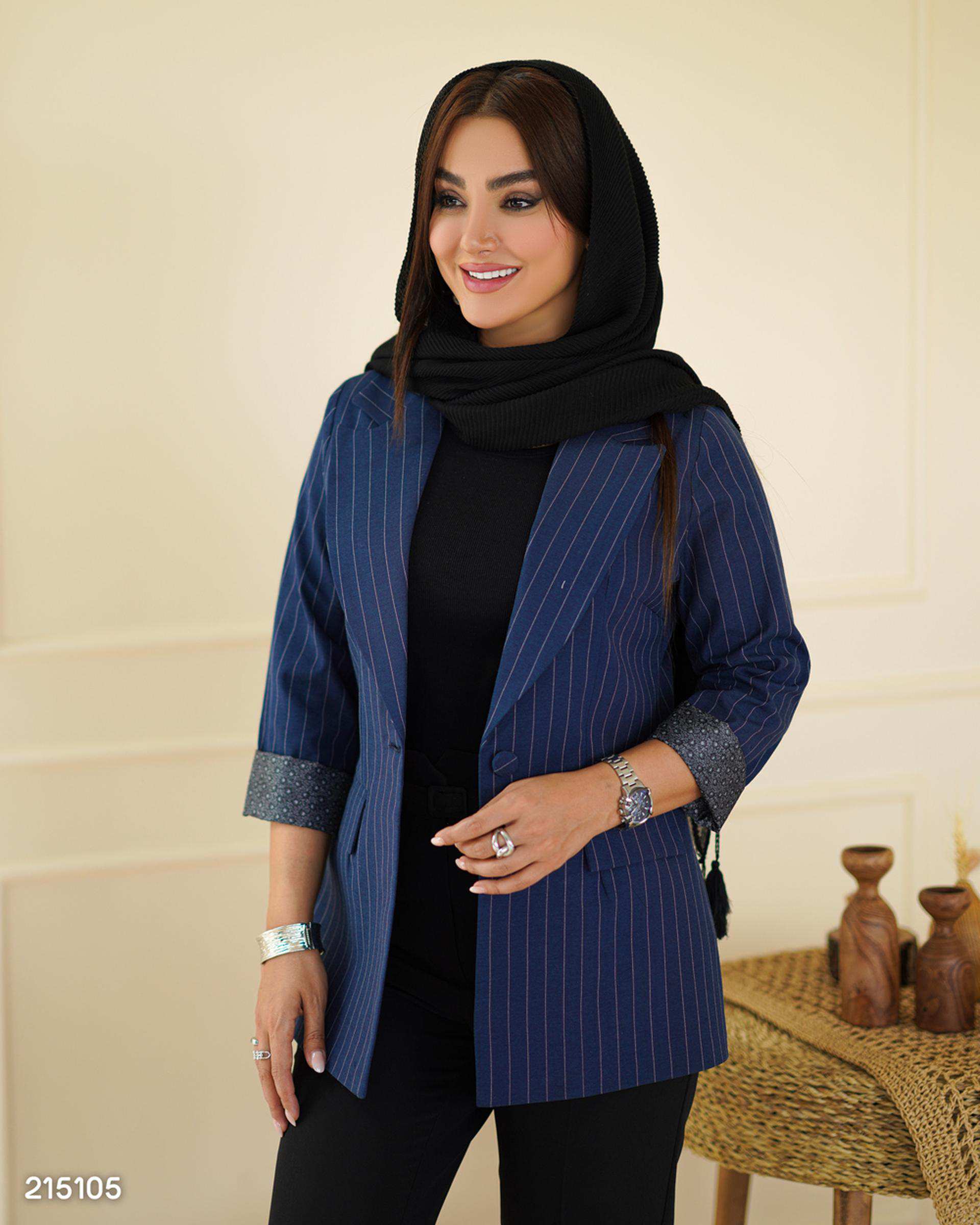 کت زنانه آبی نفتی السانا Elsana مدل نوژه کد 2151